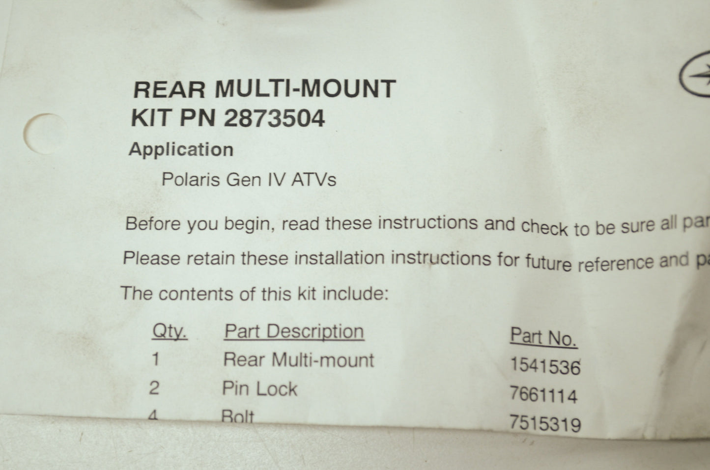 New OEM Polaris Off Road Multi Mount Winch 95-05 Sportsman 335 400 500 NOS