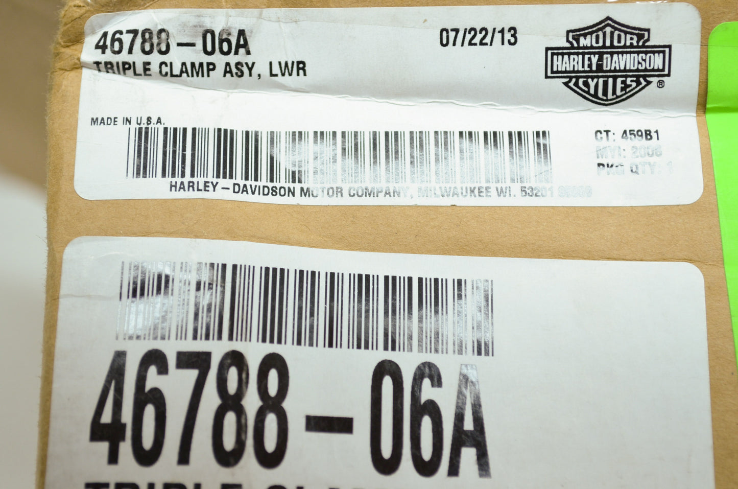 OEM Harley-Davidson 46788-06A Lower Triple Clamp Assembly NOS