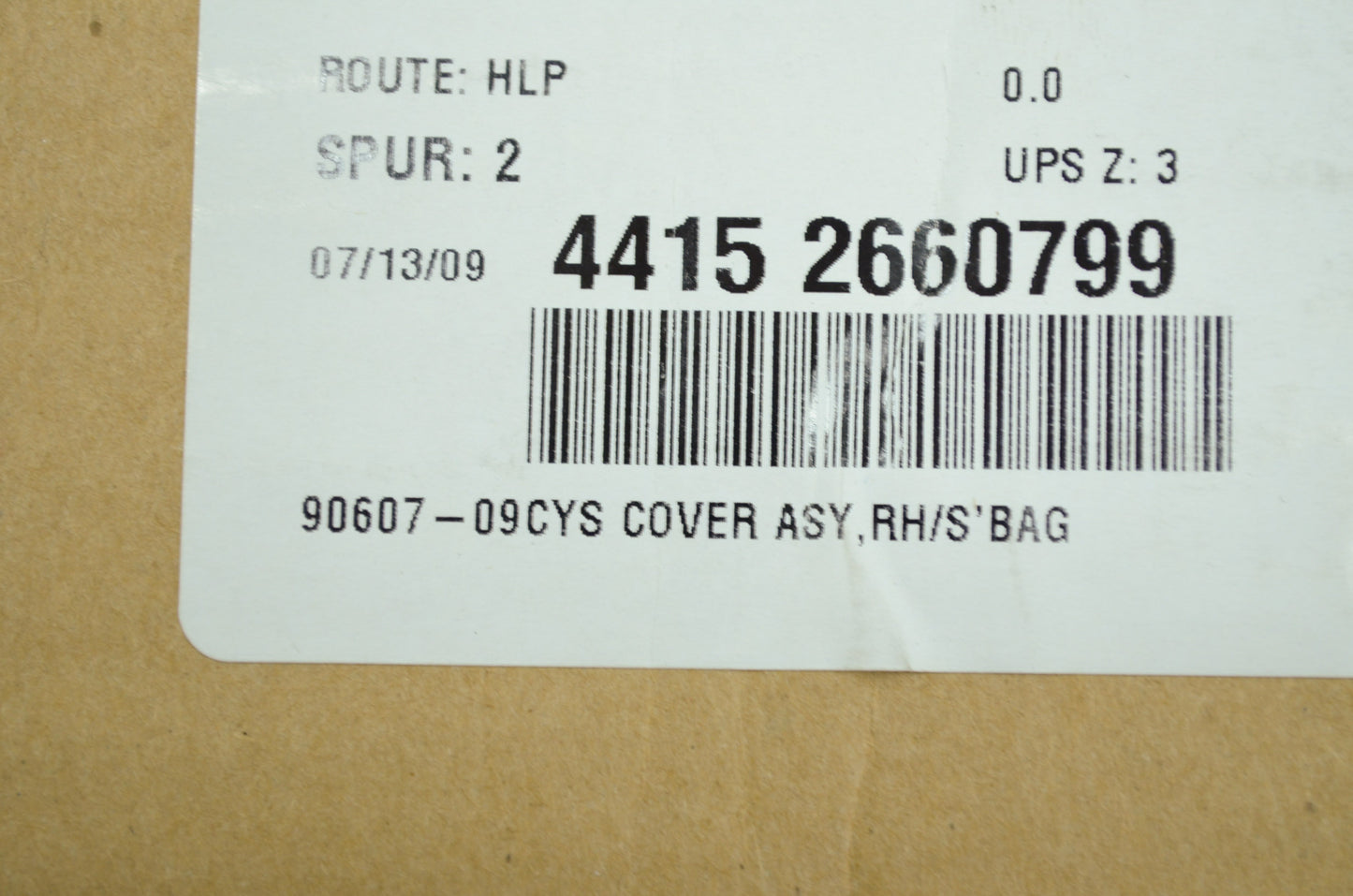 Right Saddlebag Lid Cover 2009 FLHR NOS
