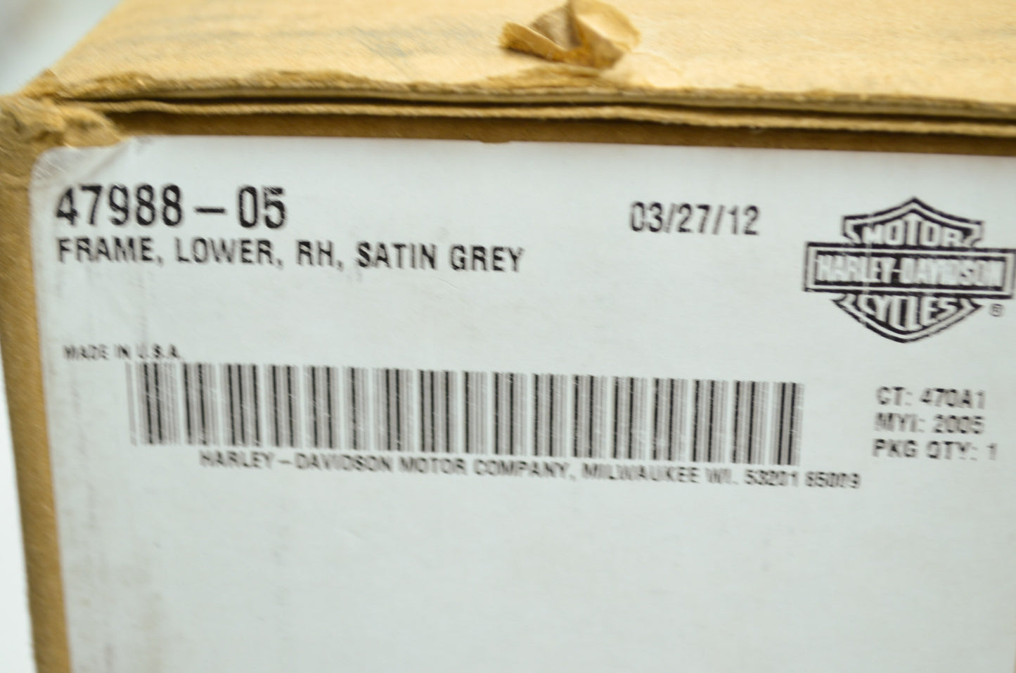 OEM Harley-Davidson 47987-05 Satin Grey Left Lower Frame NOS