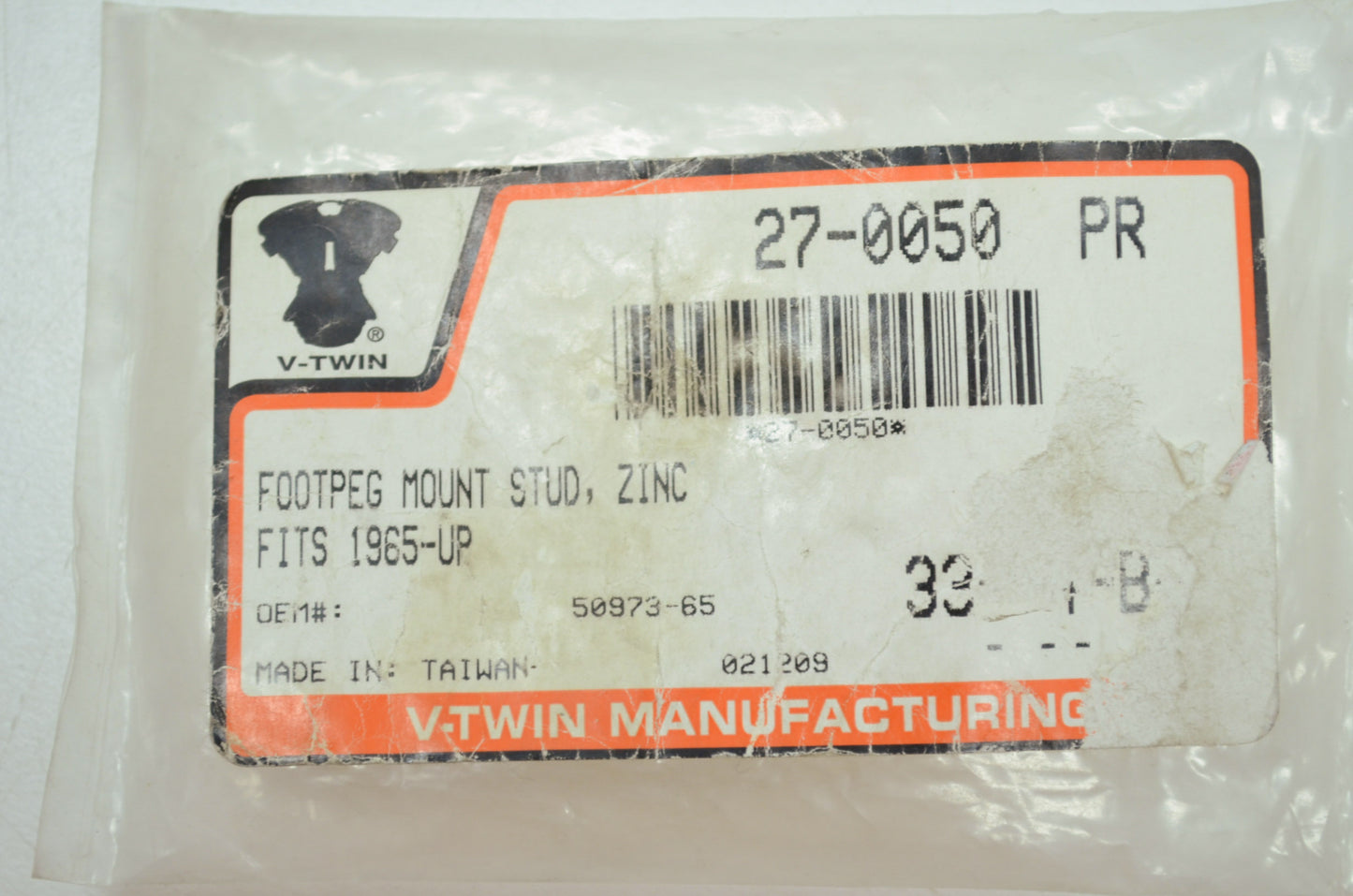 Foot Peg Mount Stud Set 3/8' 65-73 FL NOS