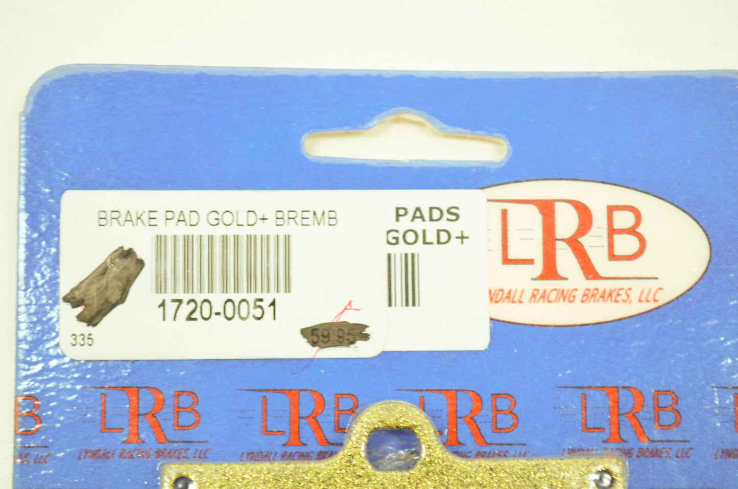 Lyndall Racing Brakes 1720-0051 Gold Plus Organic Brake Pads NOS