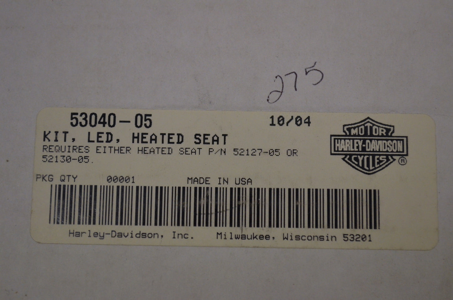 Harley-Davison LED Sun Ray Heated Seat Kit NOS