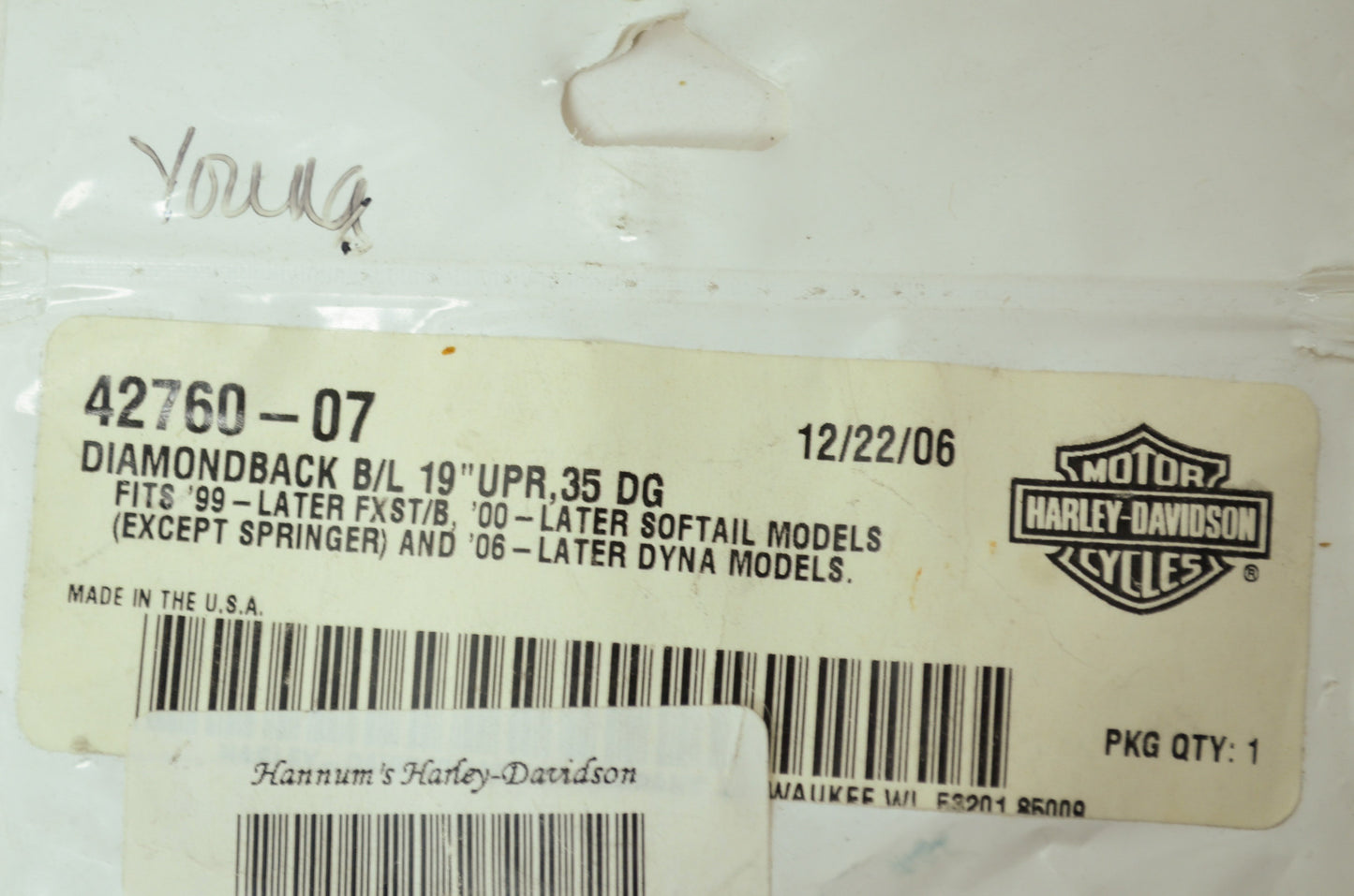 Diamondback Brake line Kit 2009 FXSTC NOS