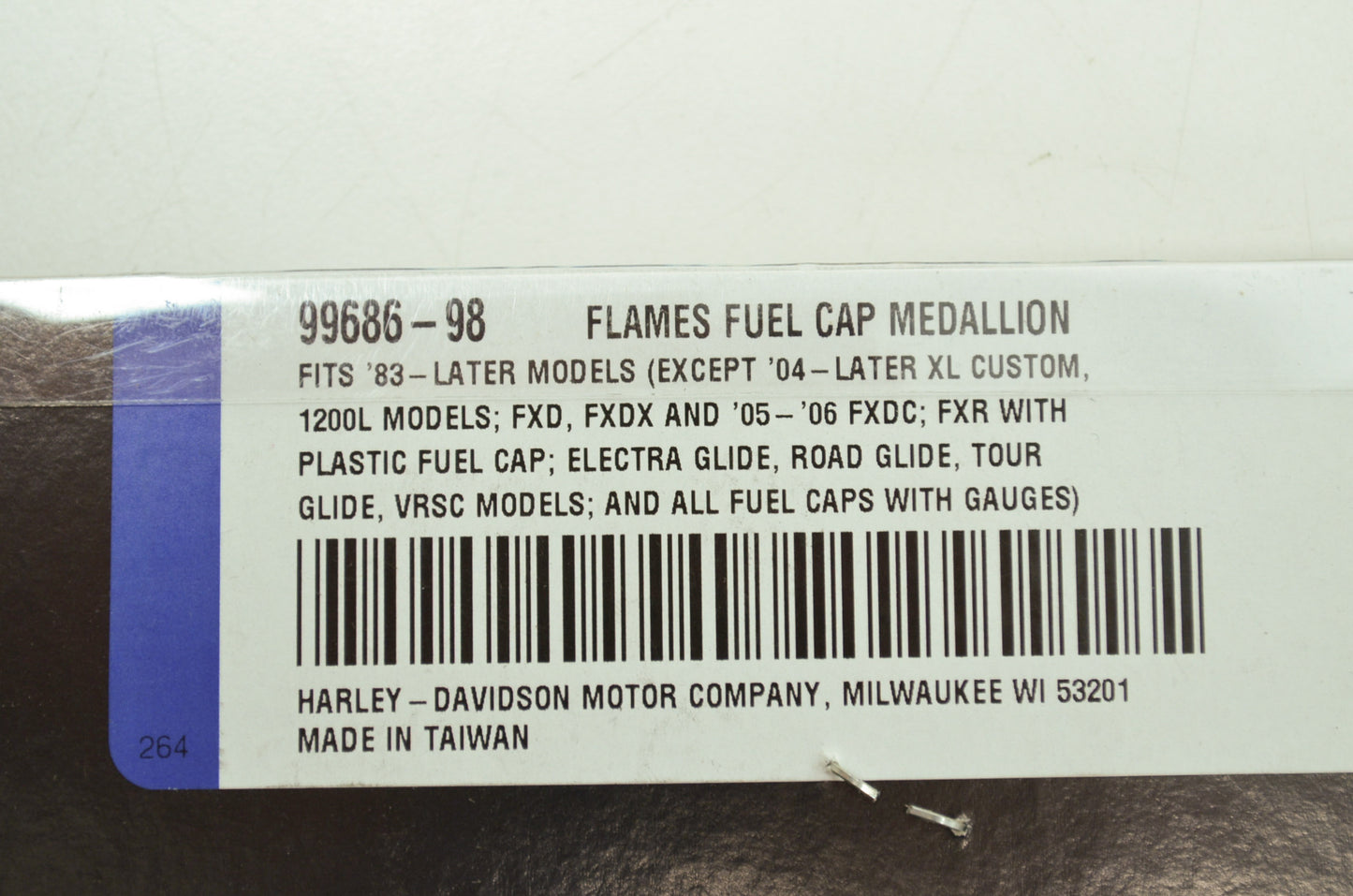 Gas Cap Medallion Flames 83 & Later NOS
