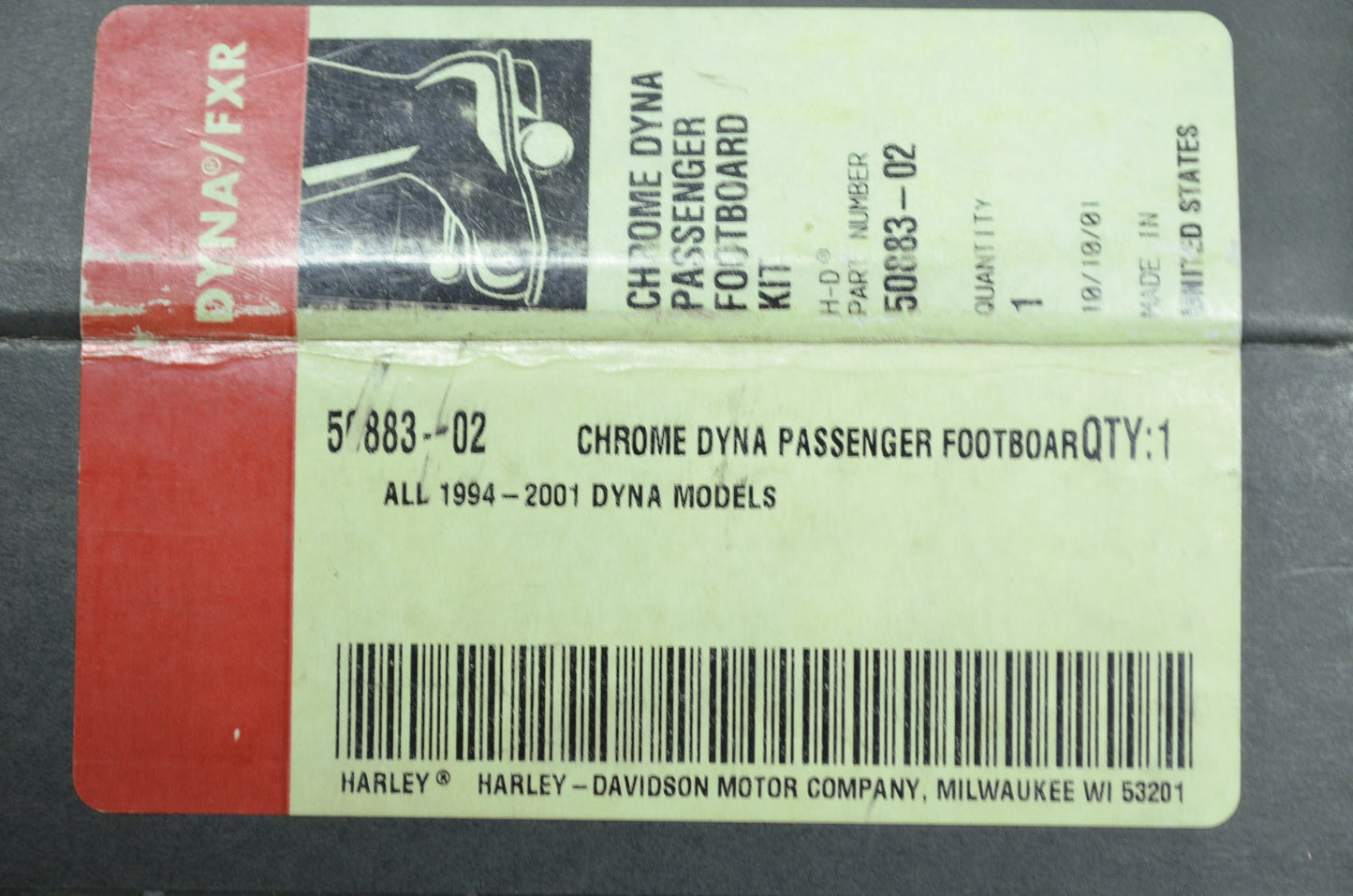 OEM Harley-Davidson 50883-02 Chrome Passenger Footboard Kit NOS