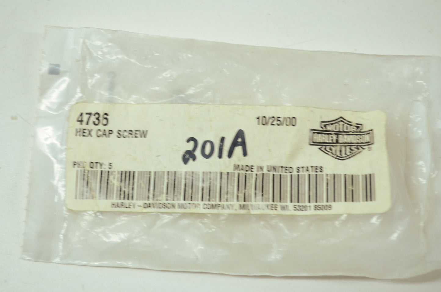 OEM Harley-Davidson 4736 Hex Cap Screw Qty 5 NOS