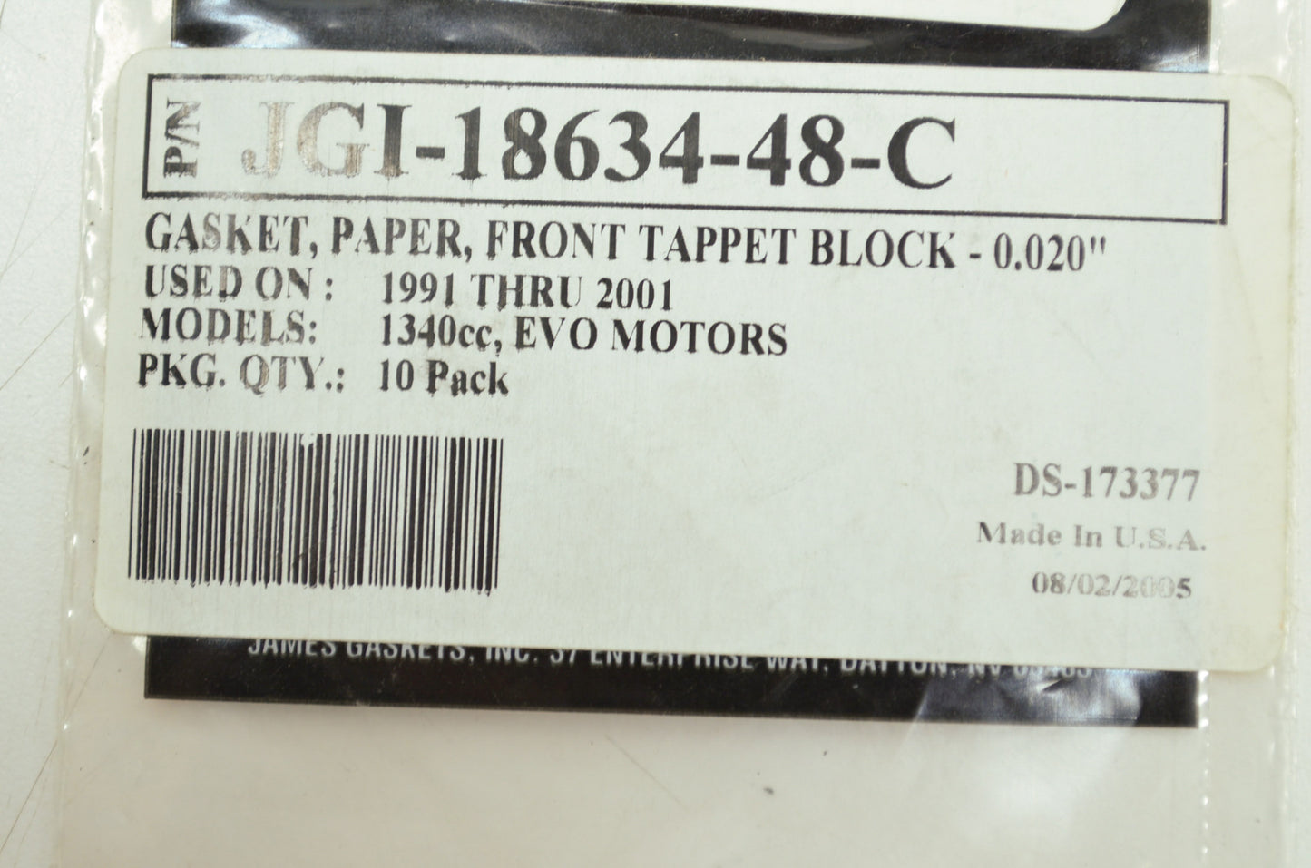 Front Tappet Block Gasket 91-99 EVO Harley Davidson Qty 5 NOS