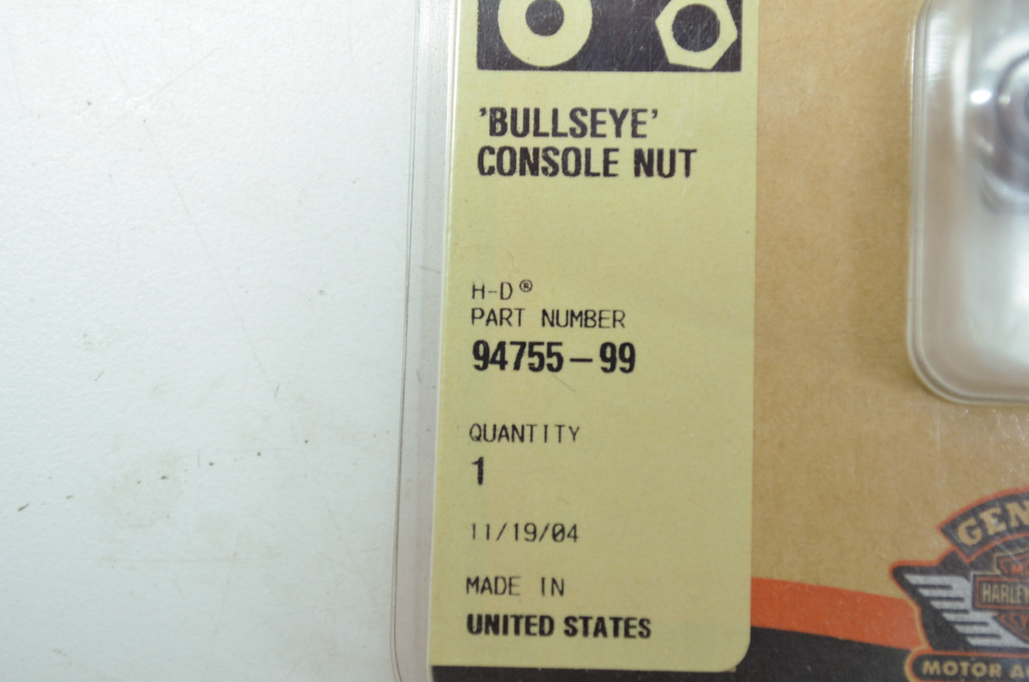Bullseye Console Nut NOS