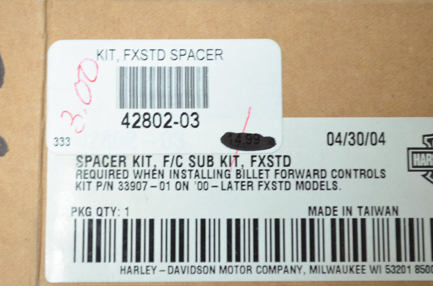 OEM Harley-Davidson 42802-03 Spacer Kit NOS