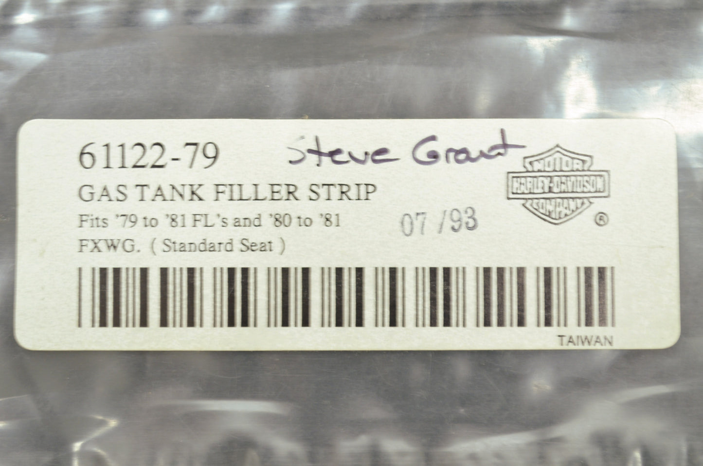 OEM Harley-Davidson 61122-79 Fuel Tank Trim Plate NOS