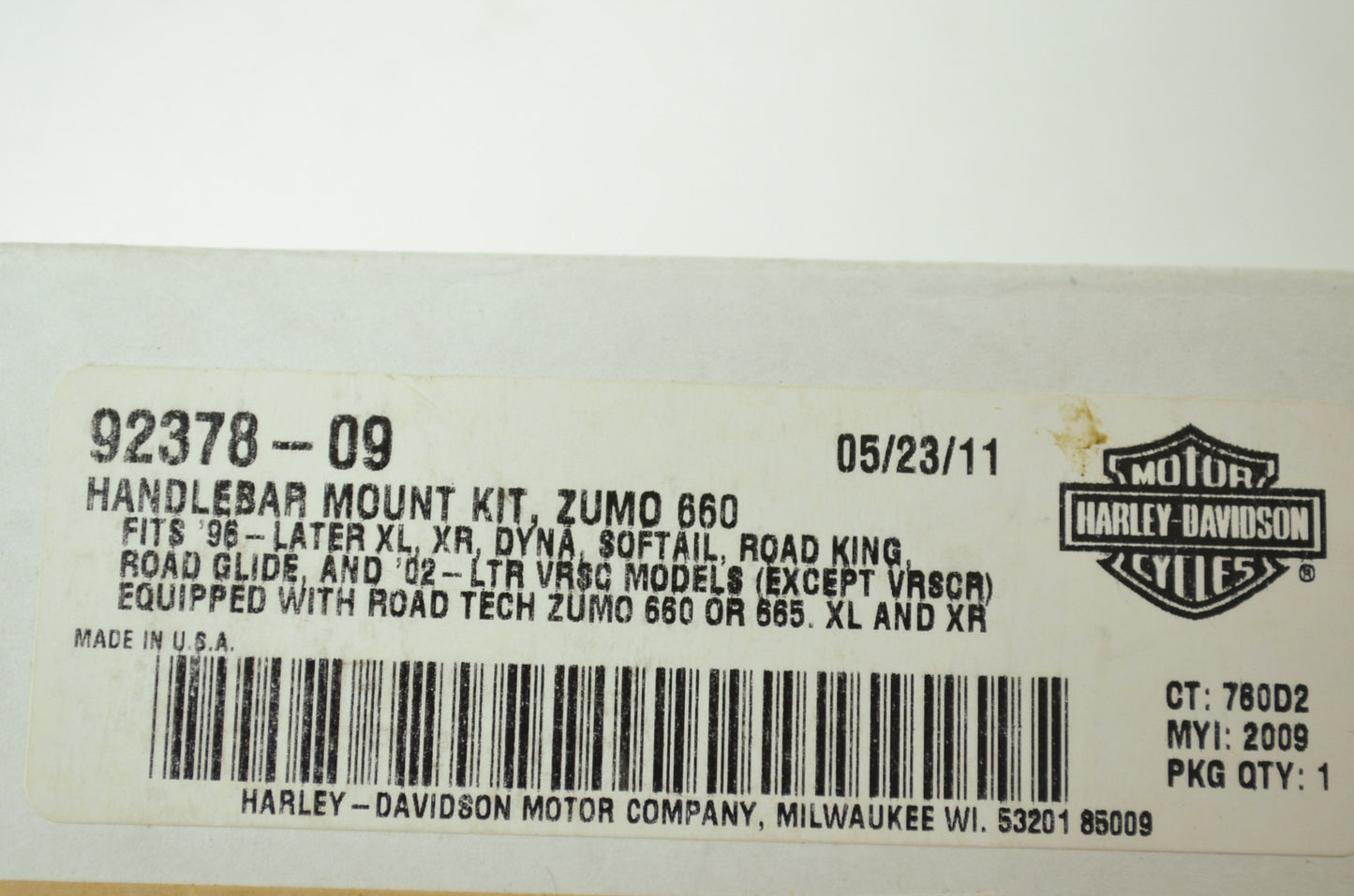 NEW OEM Harley Davidson Zumo Handlebar Mount Kit XL XR Dyna Softail Road King 92