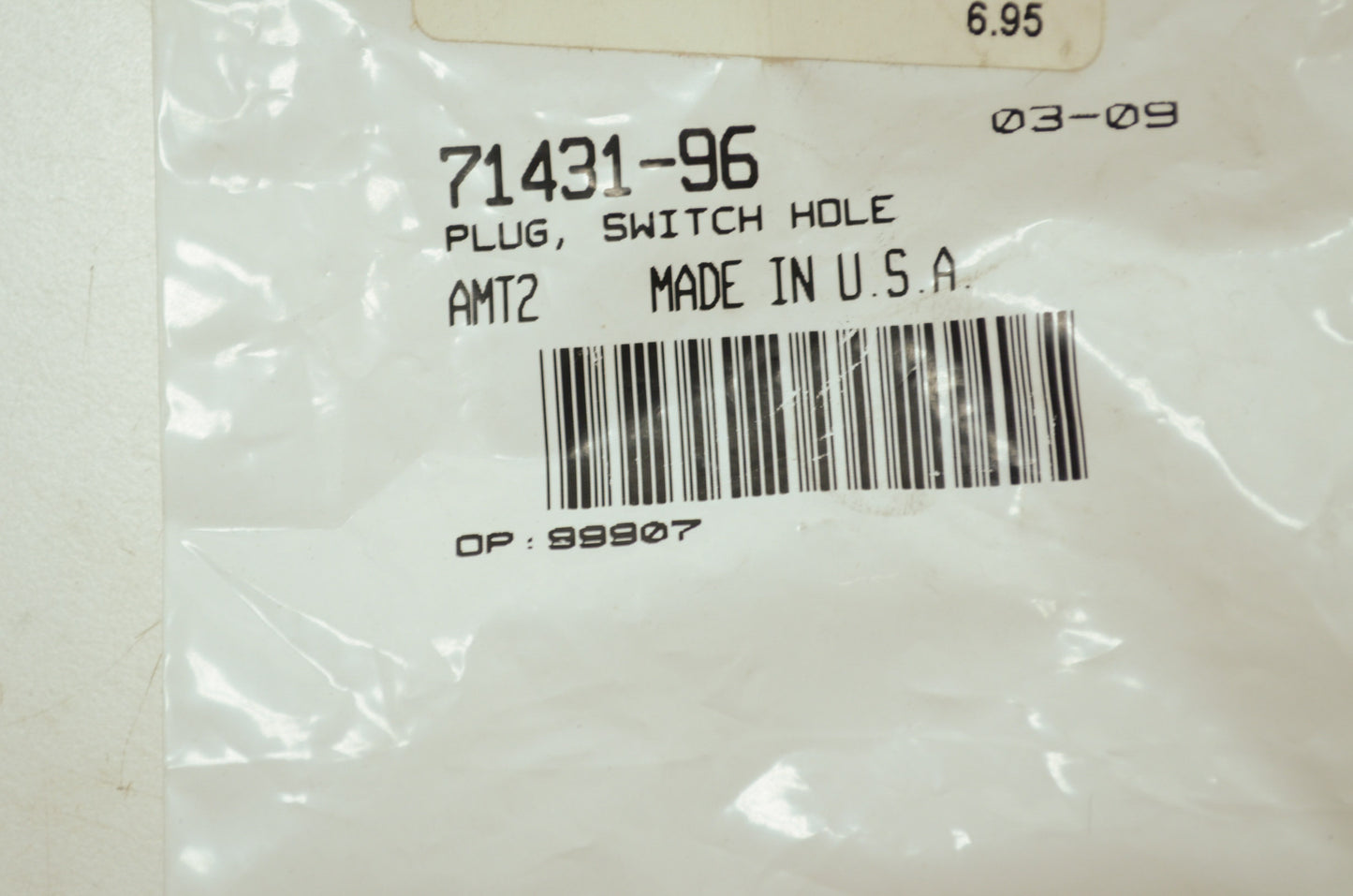 Switch Hole Plug NOS