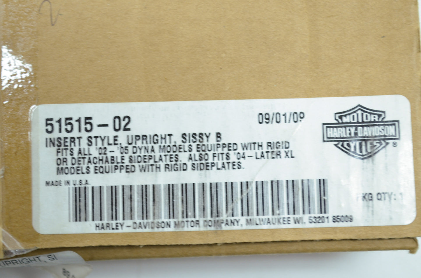 Upright Sissy Bar Insert Style Dyna XL Sportster NOS
