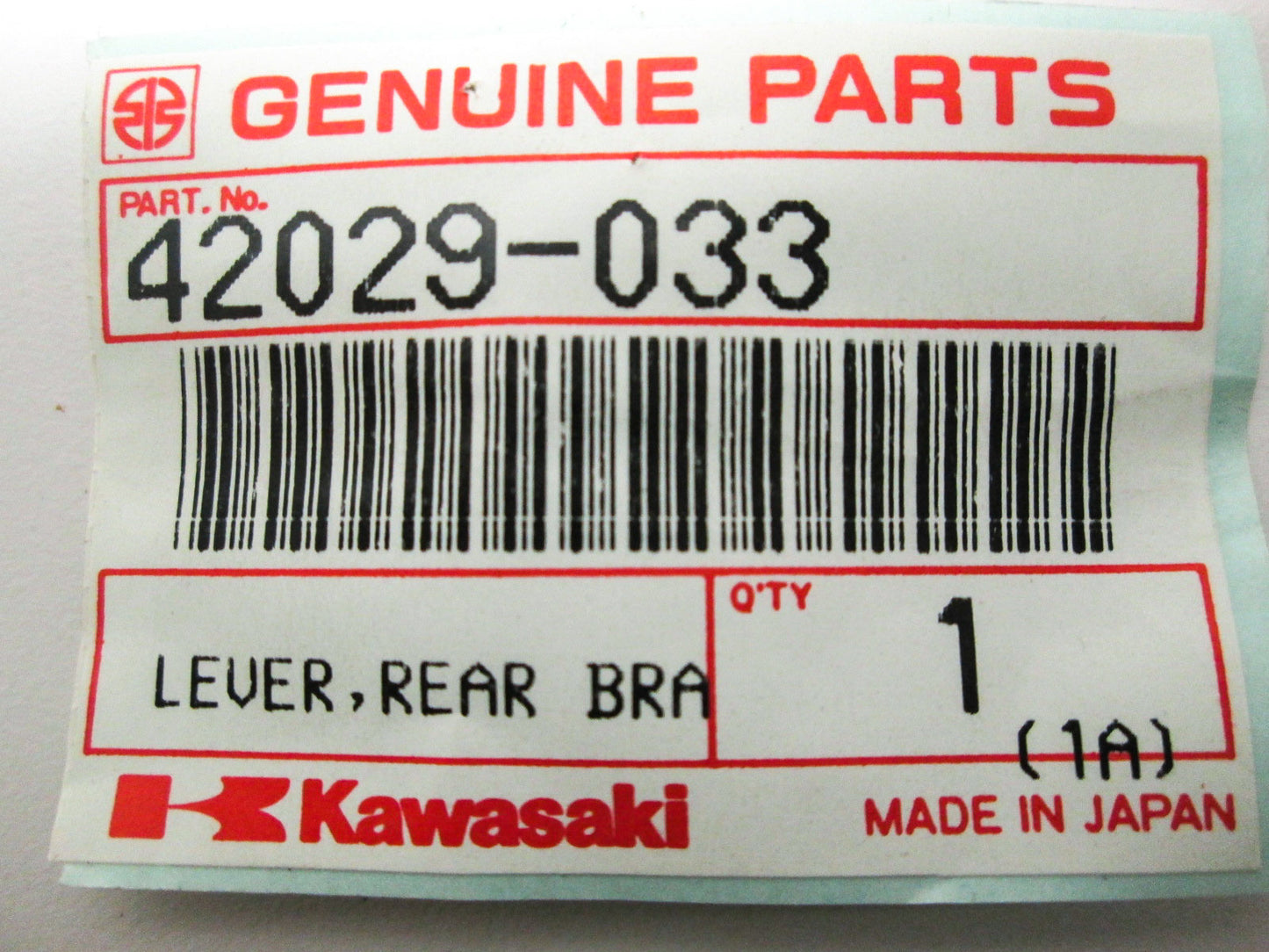 OEM Kawasaki 42029-033 Rear Brake Cam Lever NOS