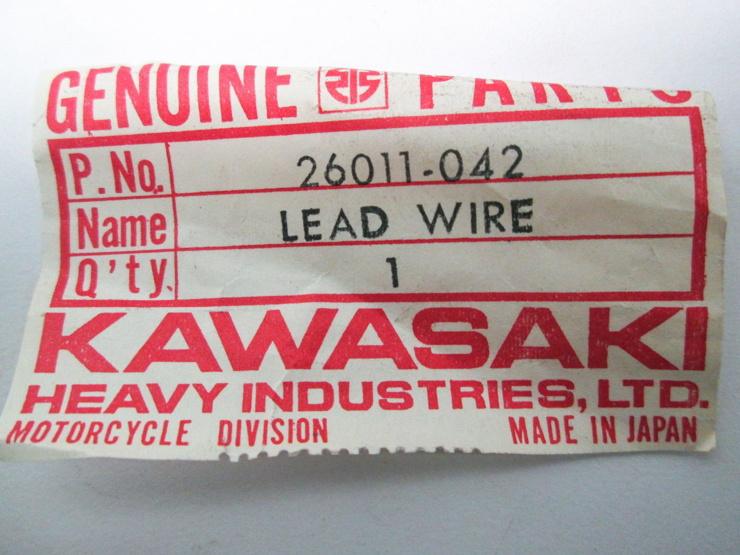 OEM Kawasaki 26011-042 Lead Wire NOS