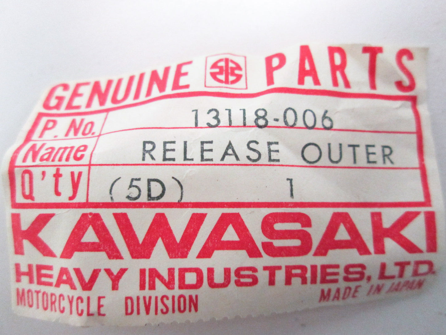 NEW OEM Kawasaki Clutch Outer Release F6 F7 13118-006 NOS