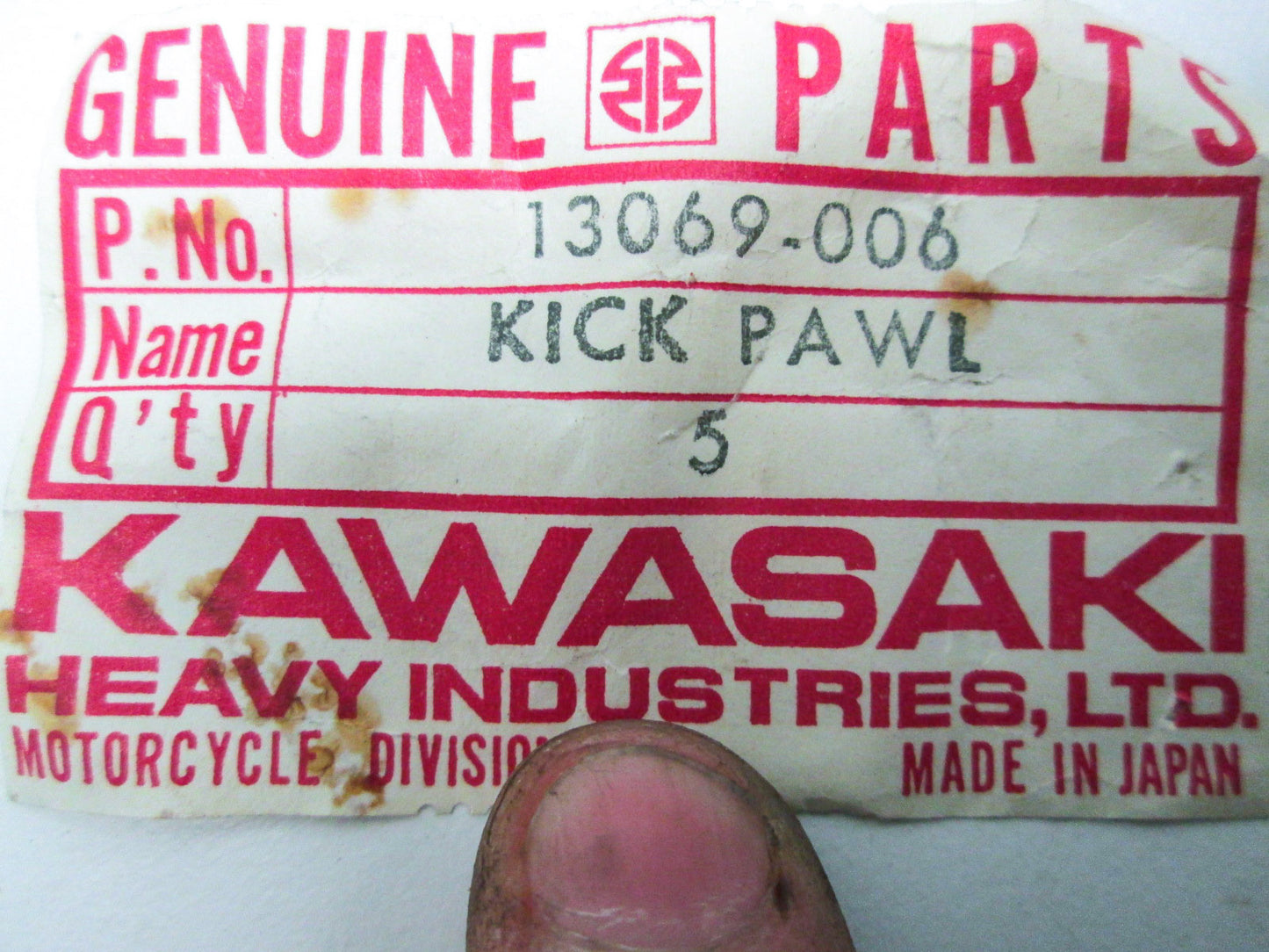 OEM Kawasaki 13069-006 Kickstarter Pawl NOS