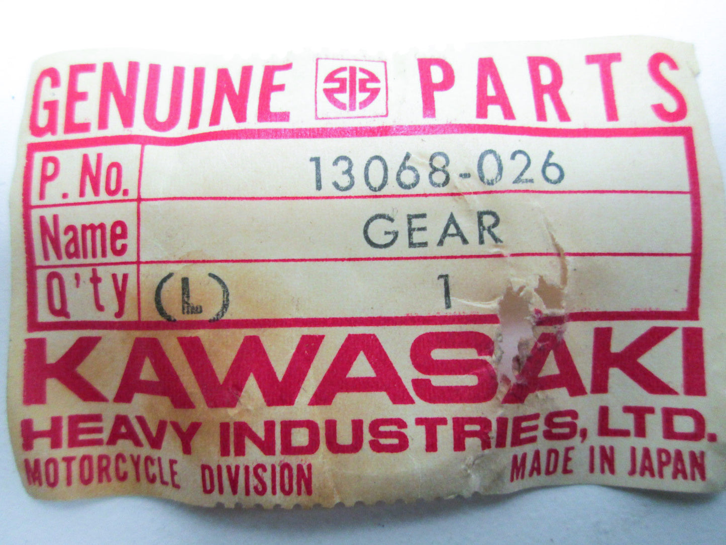 OEM Kawasaki 13068-026 Kickstarter Gear NOS