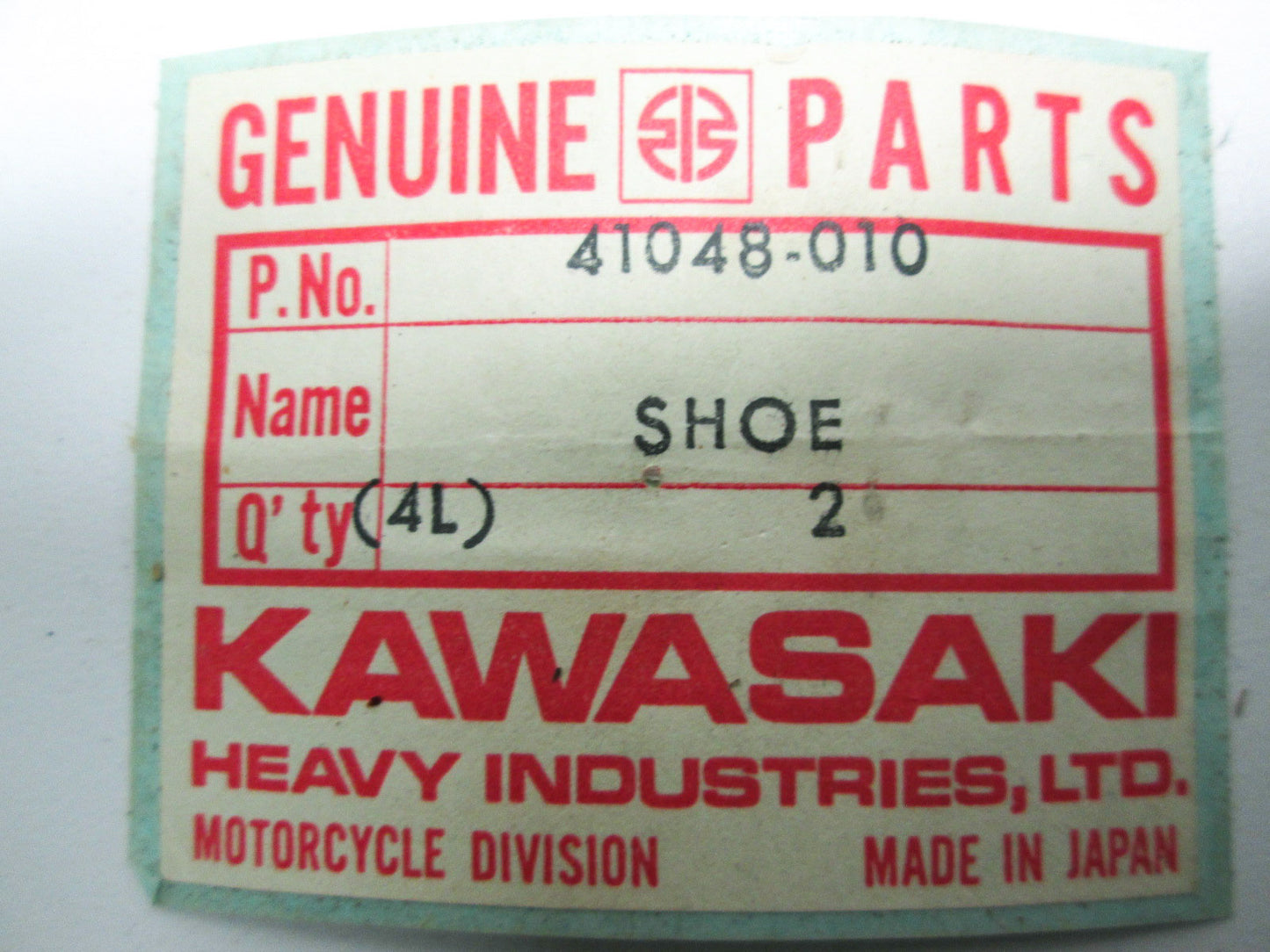 OEM Kawasaki 41048-010 Brake Shoe QTY 2 NOS