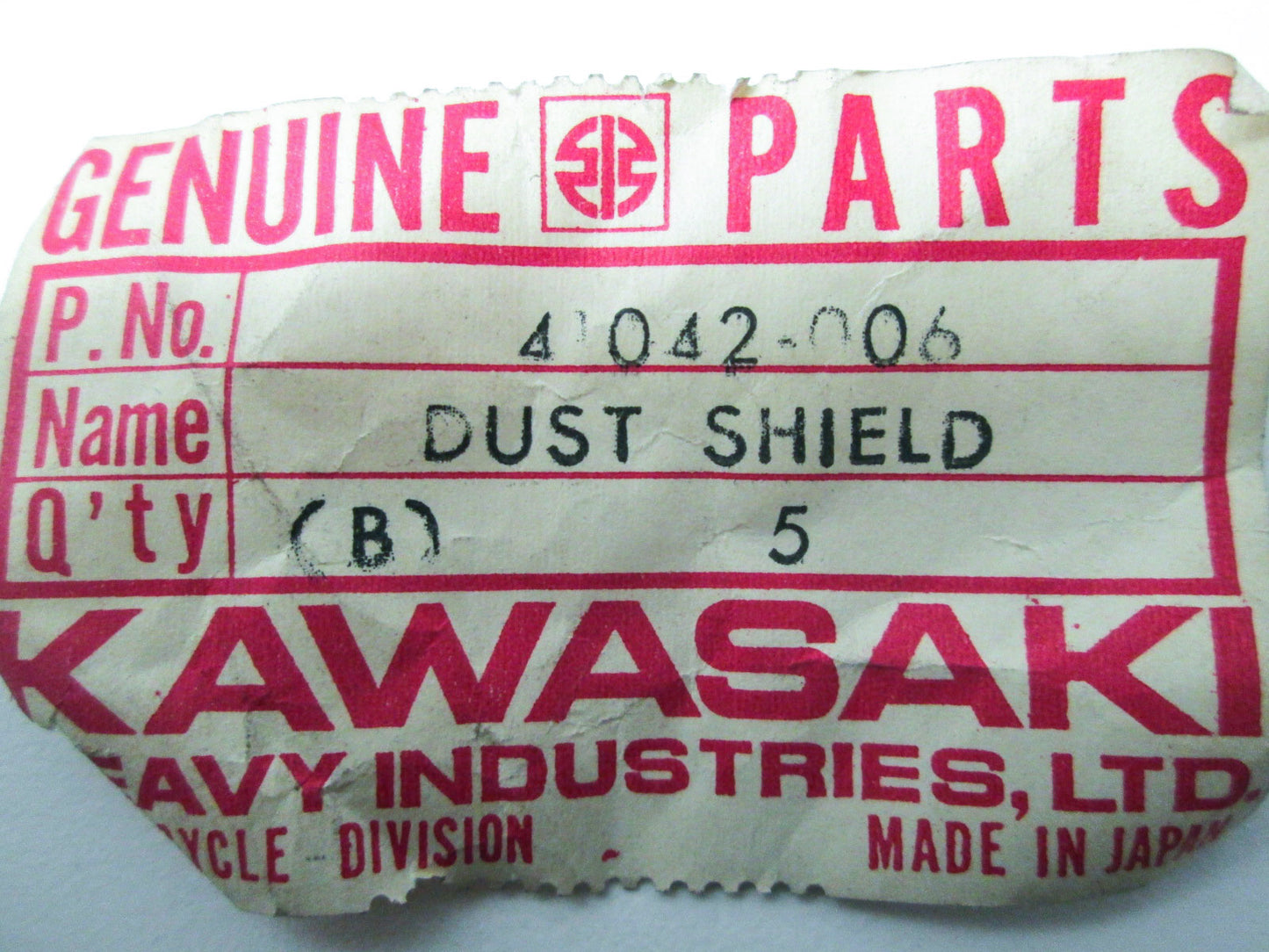 OEM Kawasaki 41042-006 Front Brake Dust Shield NOS