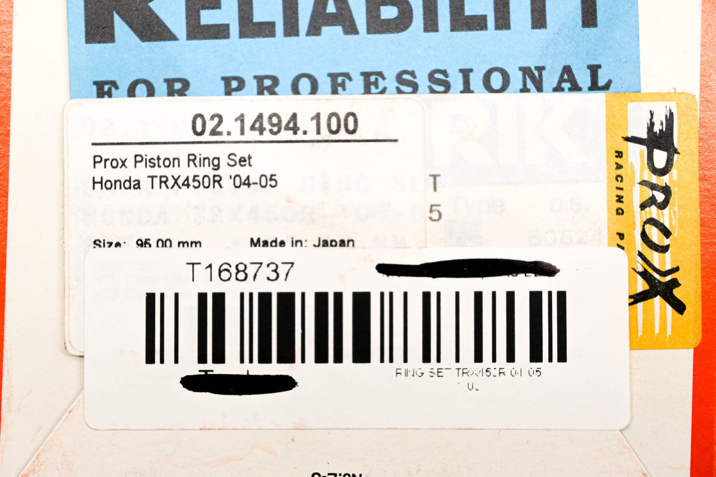 Pro X 02.1494.100 Ring Kit Honda TRX450R 04-05 1.00 OS NOS