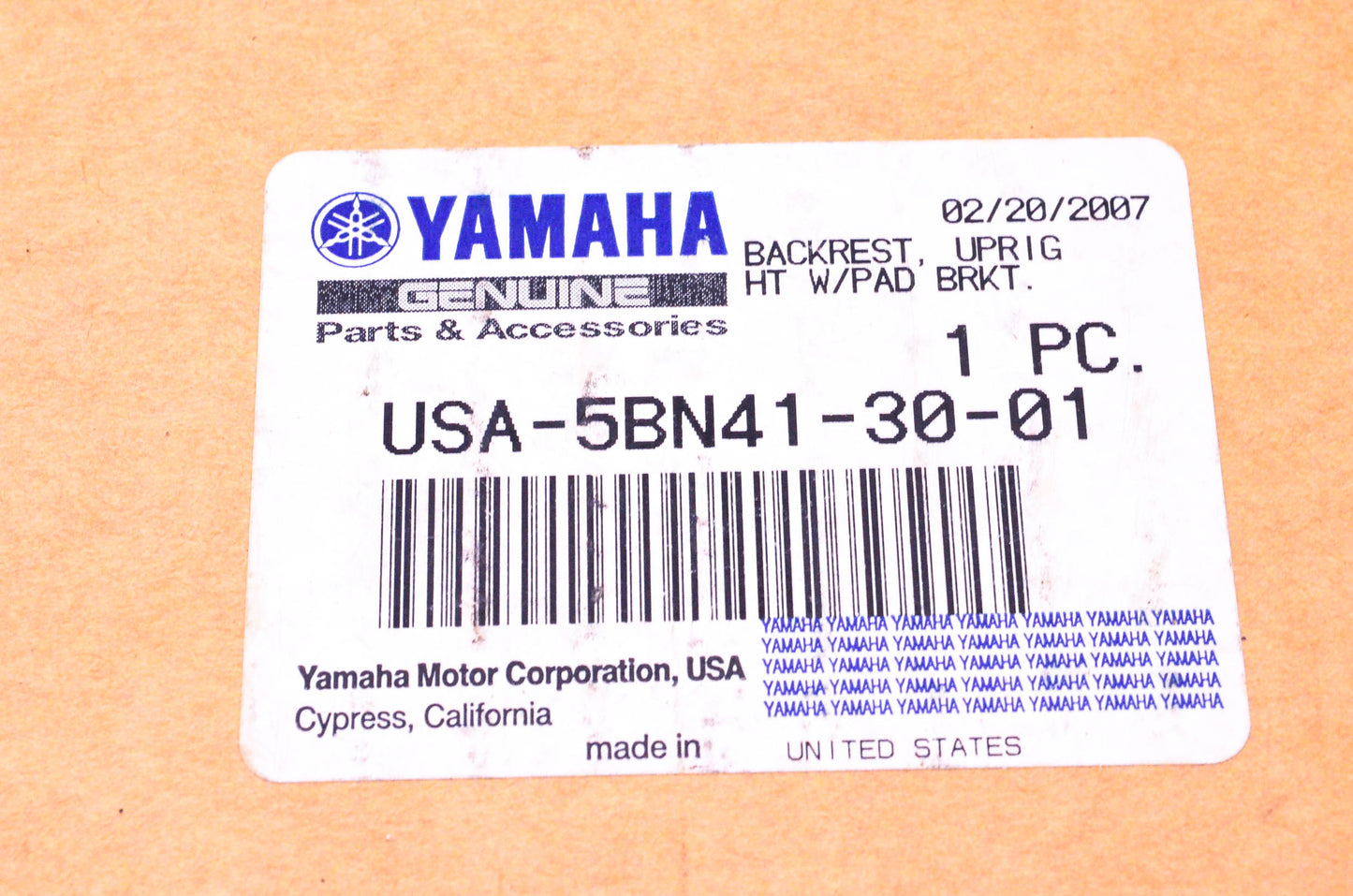 New OEM Yamaha USA-5BN41-30-01 Upright Backrest Kit NOS