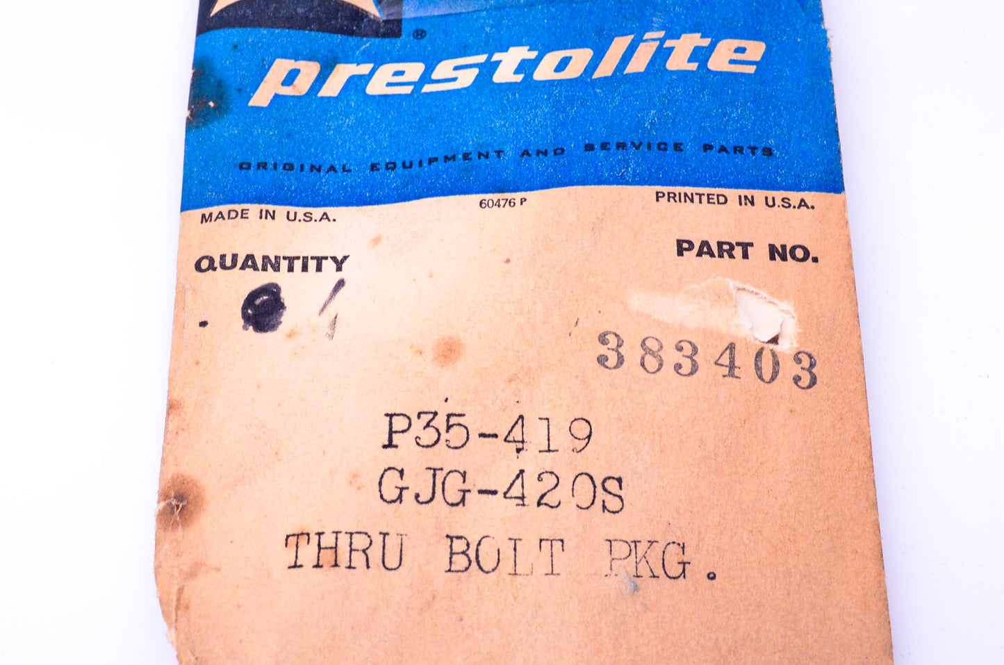 Prestolite 383403, P35-419, GJG-420S Thru-Bolt Kit NOS