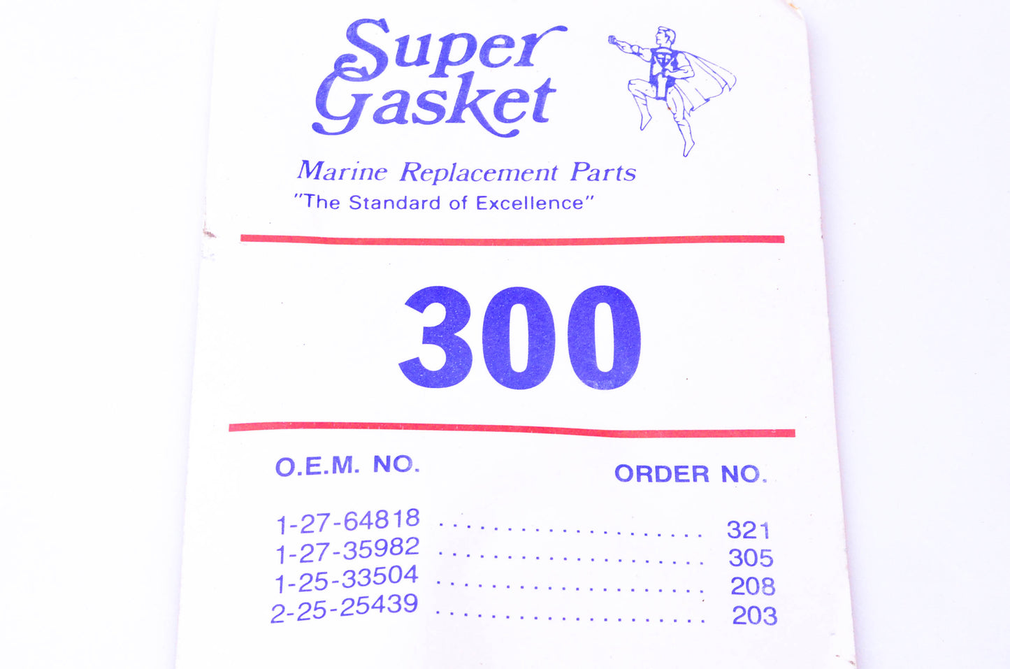 Super Gasket 1-27-64818, 1-27-35982, 2-25-25439 Gasket Kit #300 NOS