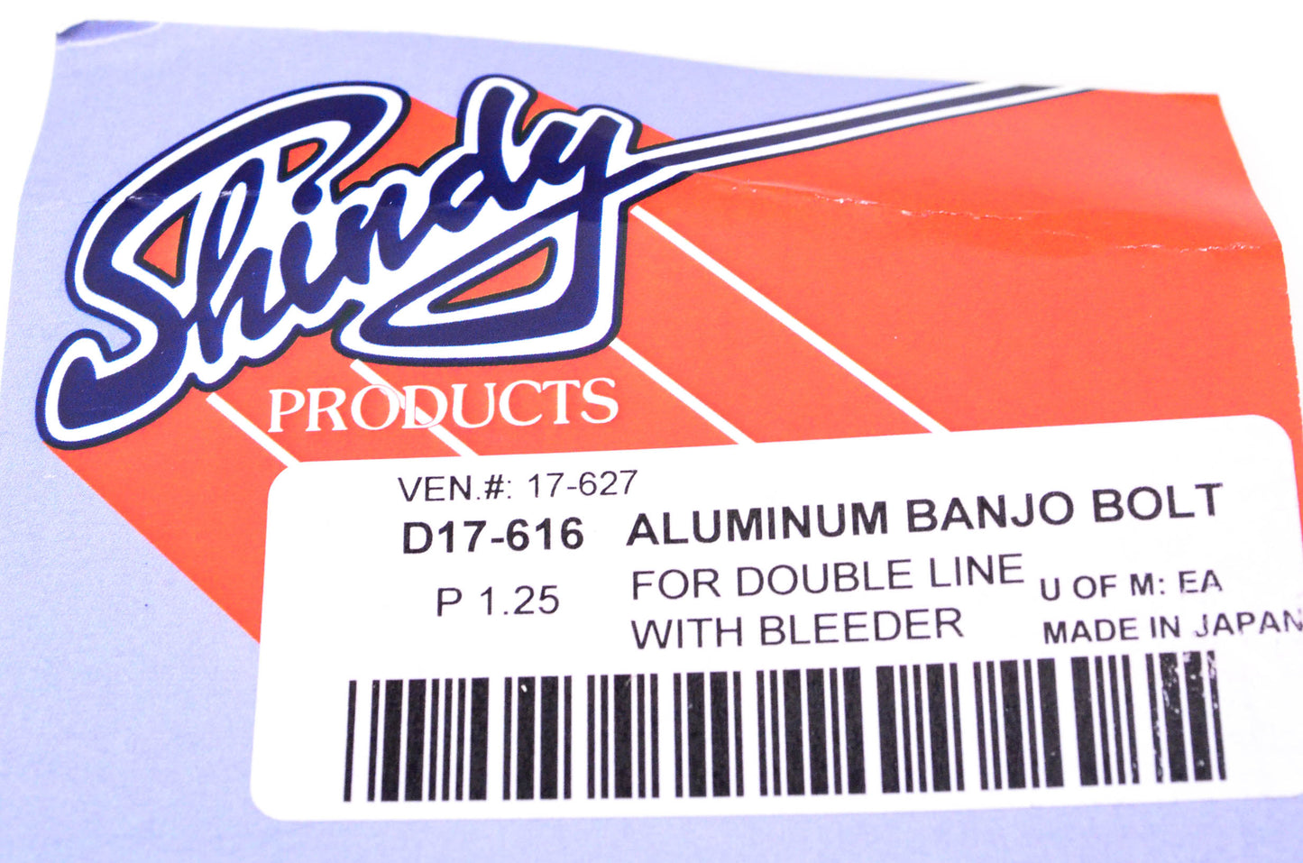 Shindy D17-616 Aluminum Banjo Bolt Kit NOS