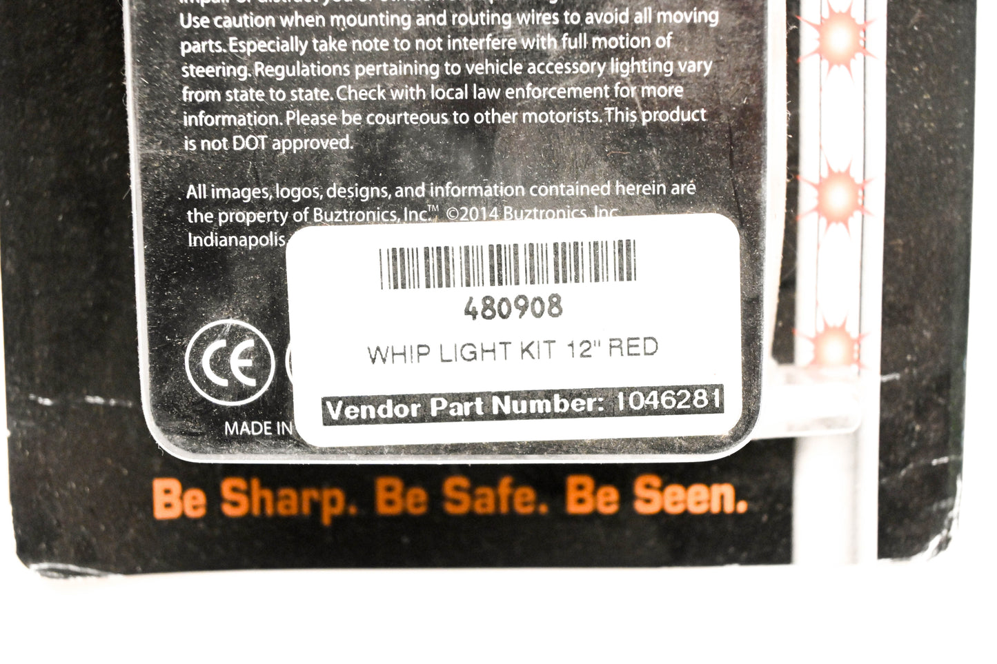 Street FX 1046281 Whip Light Kit 12" Red NOS