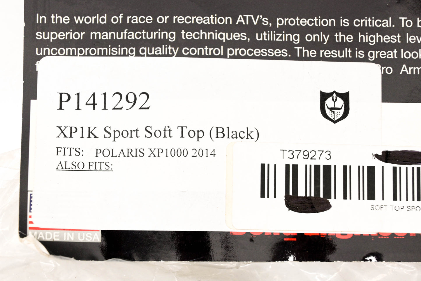 Pro Armor P141292 Soft Top Sport Black NOS