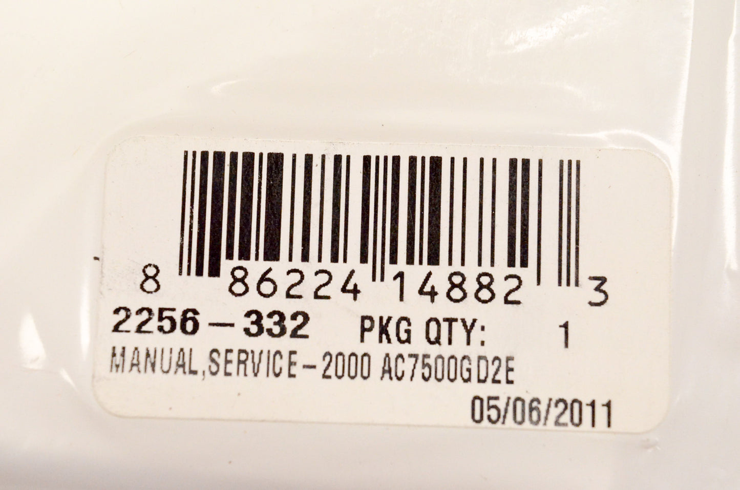 New OEM Arctic Cat 2256-332 AC7500GD2E 2000 Generator Service Manual NOS