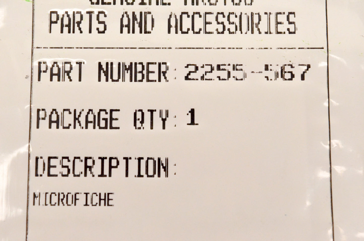 New OEM Arctic Cat 2255-567 Microfiche NOS