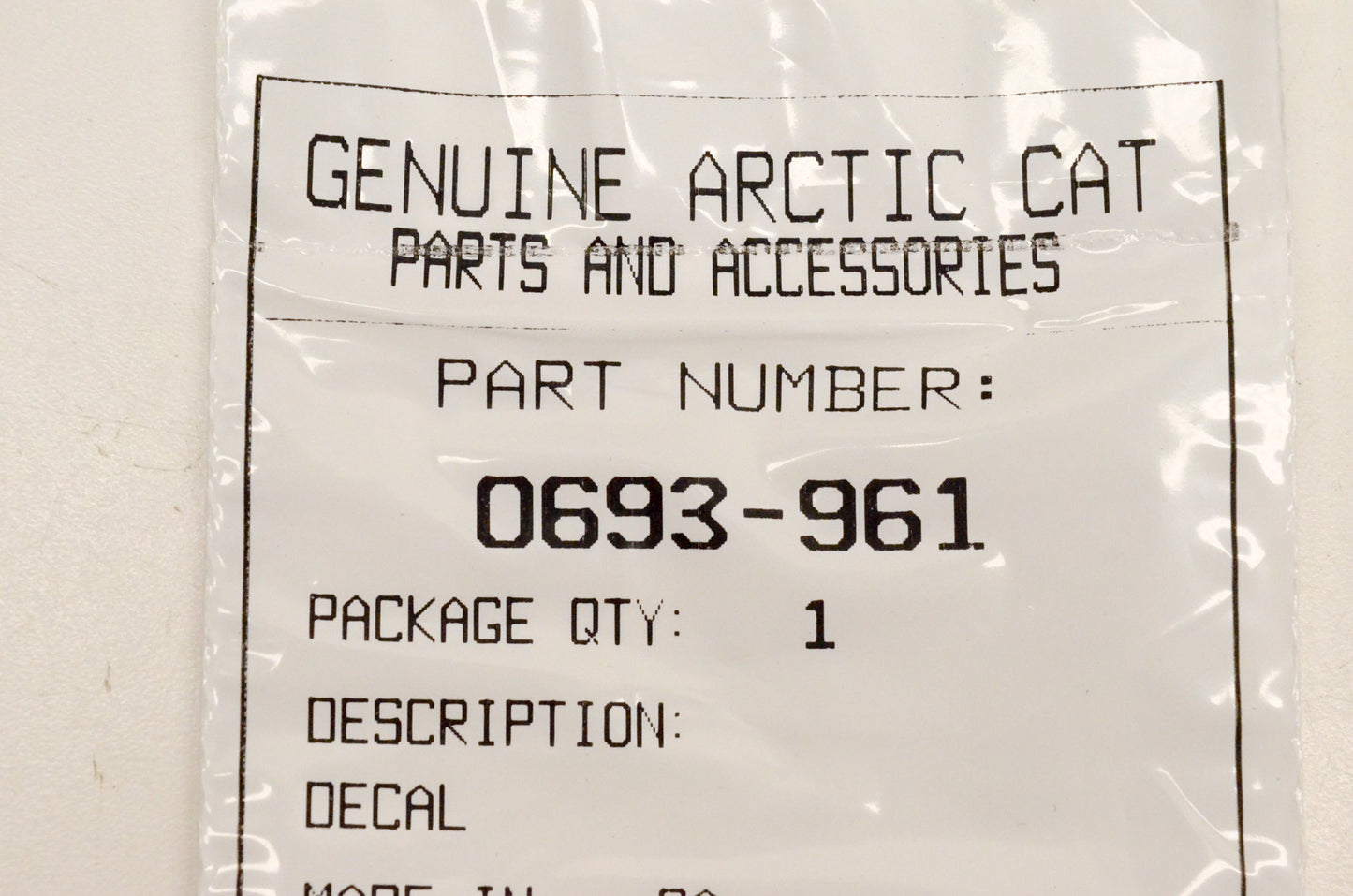 New OEM Arctic Cat 0693-961 Warning Label NOS