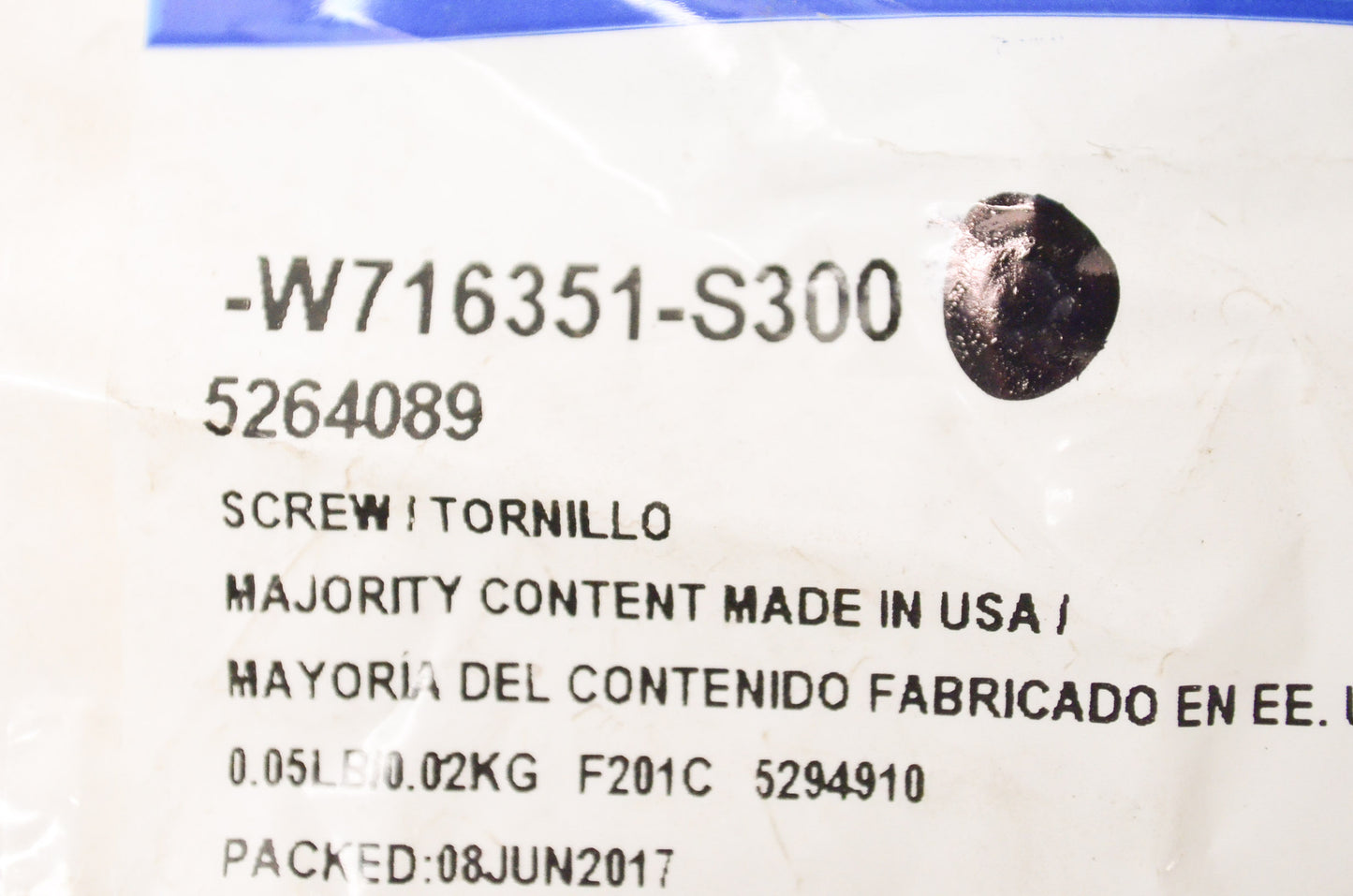 New OEM Ford W716351S300 Wheel Opening Molding Screw NOS