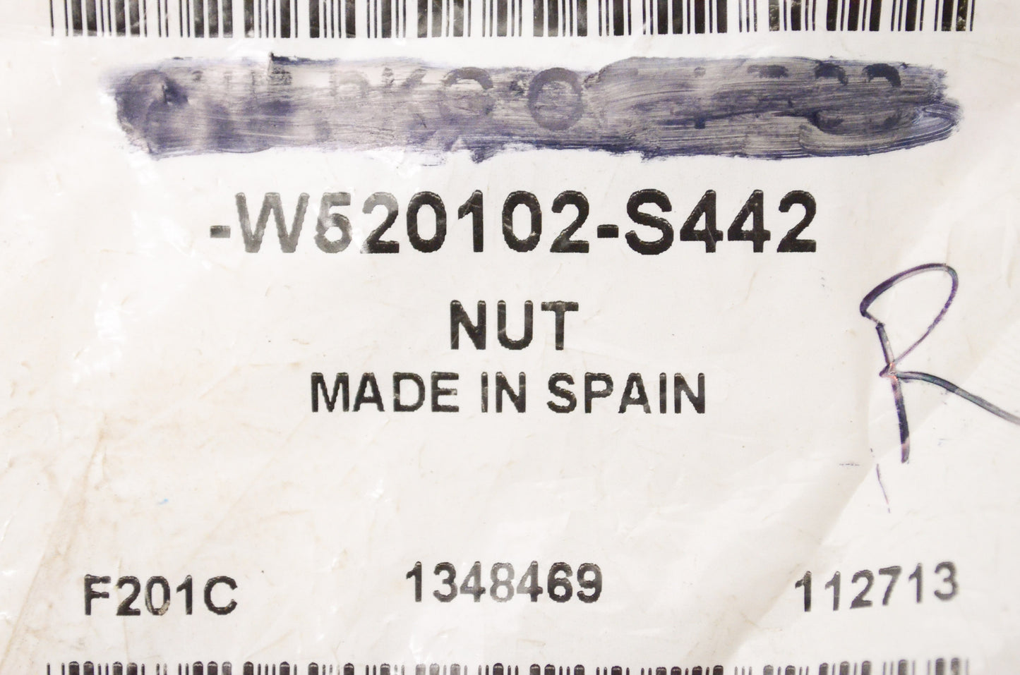 New OEM Ford W520102S442 Rear Suspension Top Nut NOS