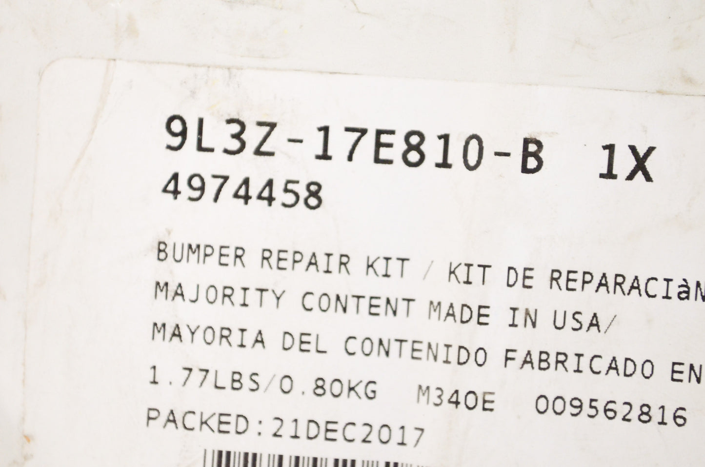 New OEM Ford 9L3Z17E810B Bumper Repair Kit NOS