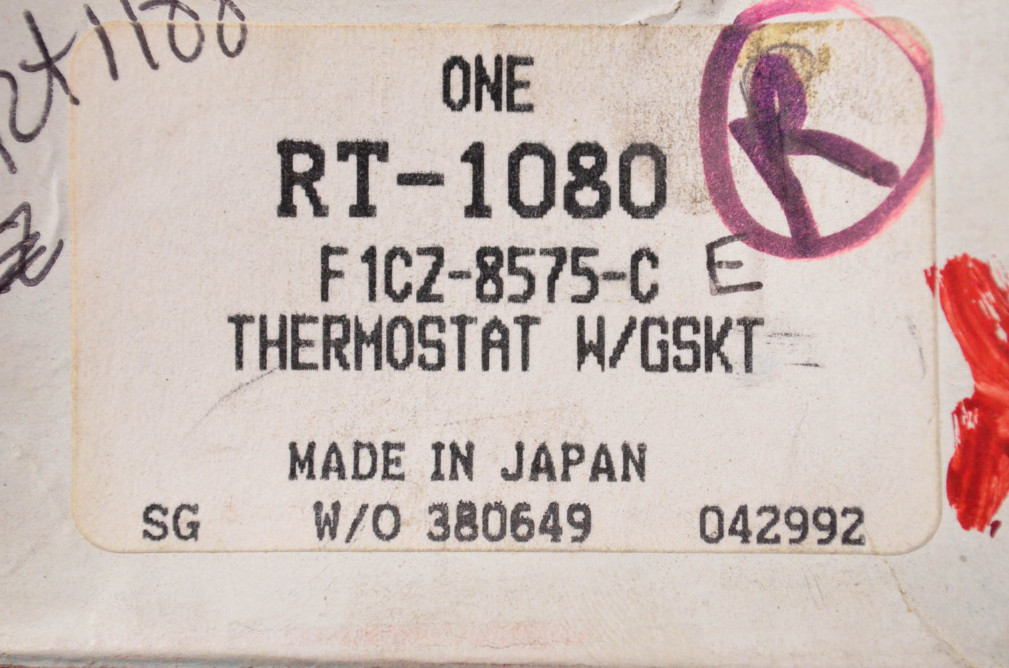 New OEM Ford RT-1080, F1CZ8575C Thermostat W/ Gasket NOS