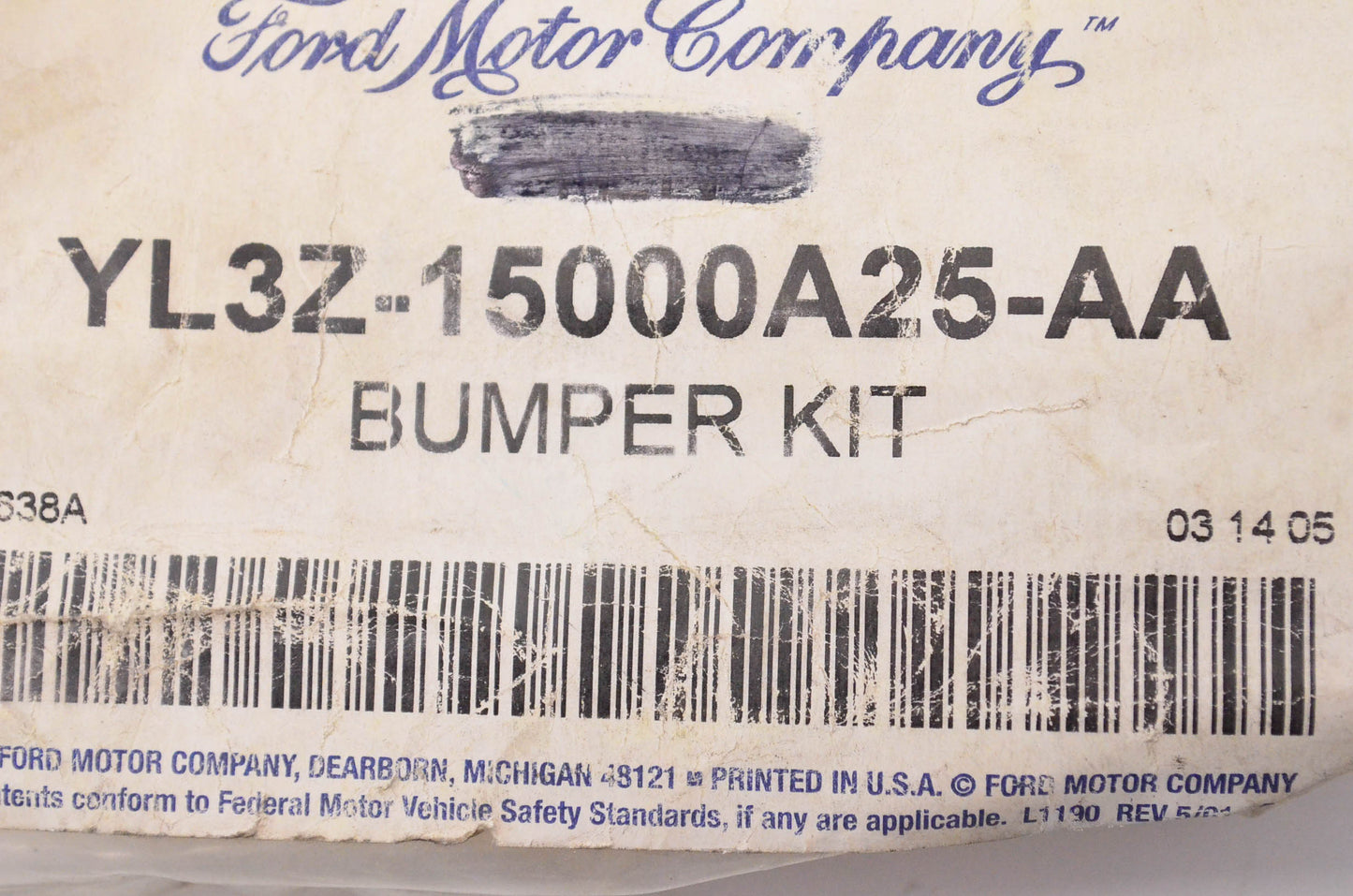 New OEM Ford YL3Z15000A25AA Incomplete Bumper Kit NOS