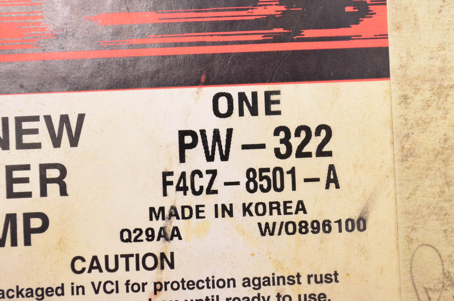New OEM Ford PW-322, F4CZ8501A Water Pump NOS