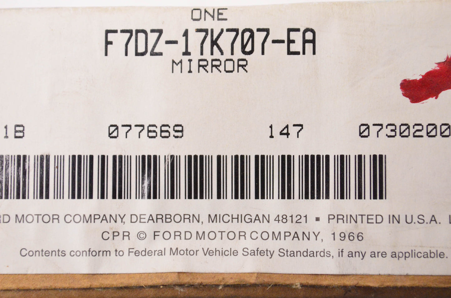 New OEM Ford F7DZ17K707EA Driver's Side Mirror NOS