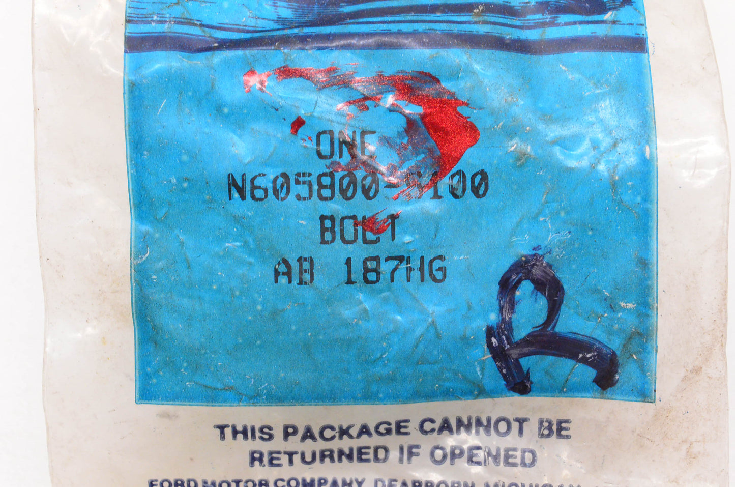 New OEM Ford N605800S100, AB 187HG Bolt NOS