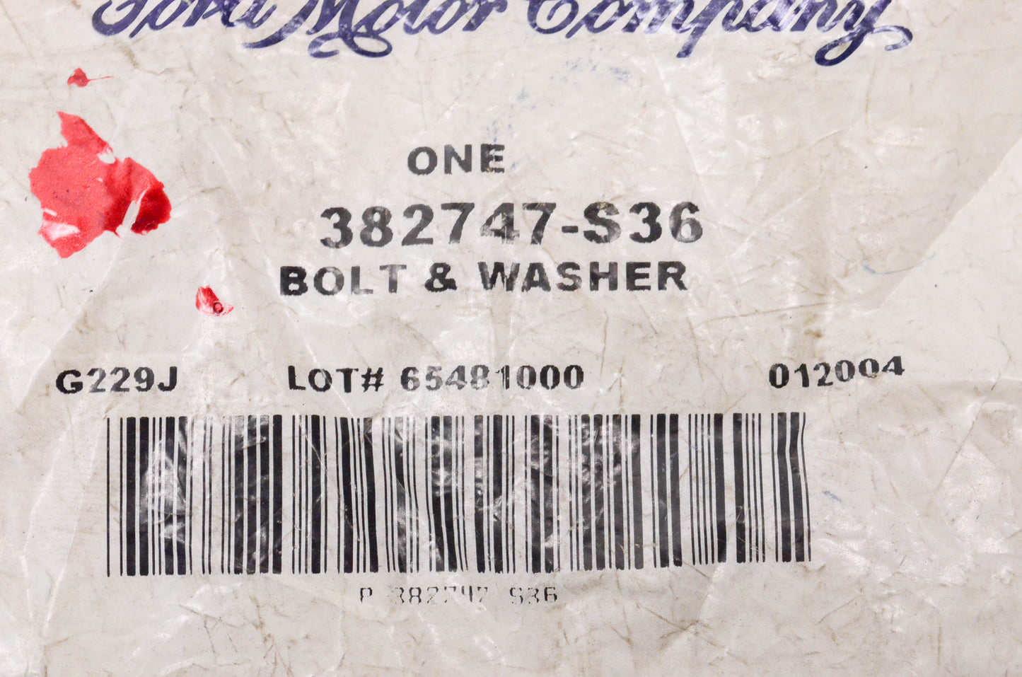 New OEM Ford 382747S36 Bolt & Washer NOS