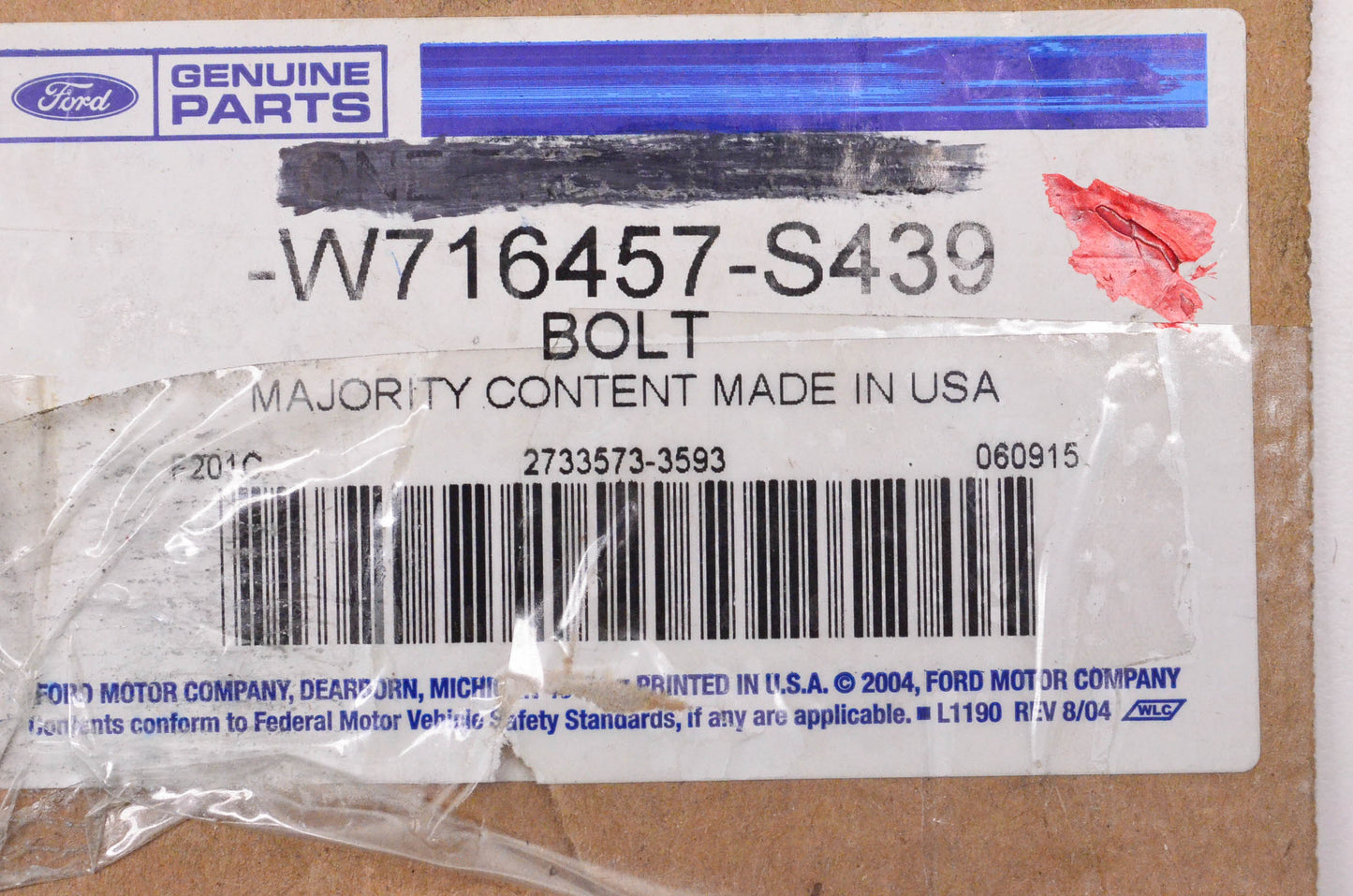 New OEM Ford W716457S439, 2733573-3593 Engine Cradle Mount Bolt NOS