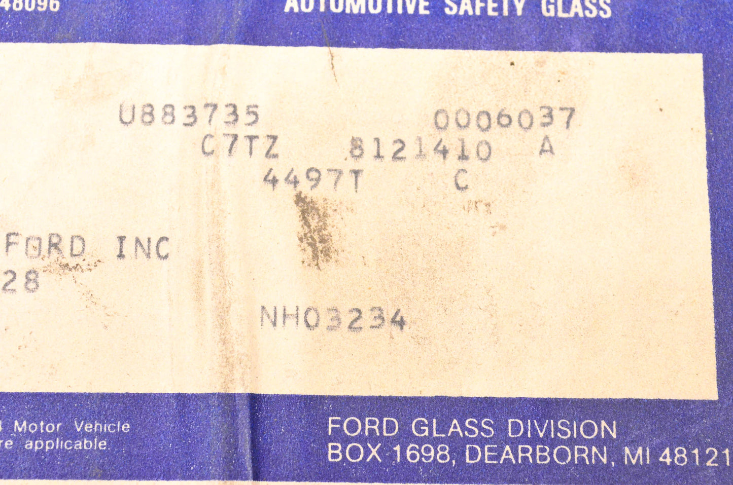 Carlite C7TZ-8121410-A 1968-1973 Ford F Series Glass Window NOS
