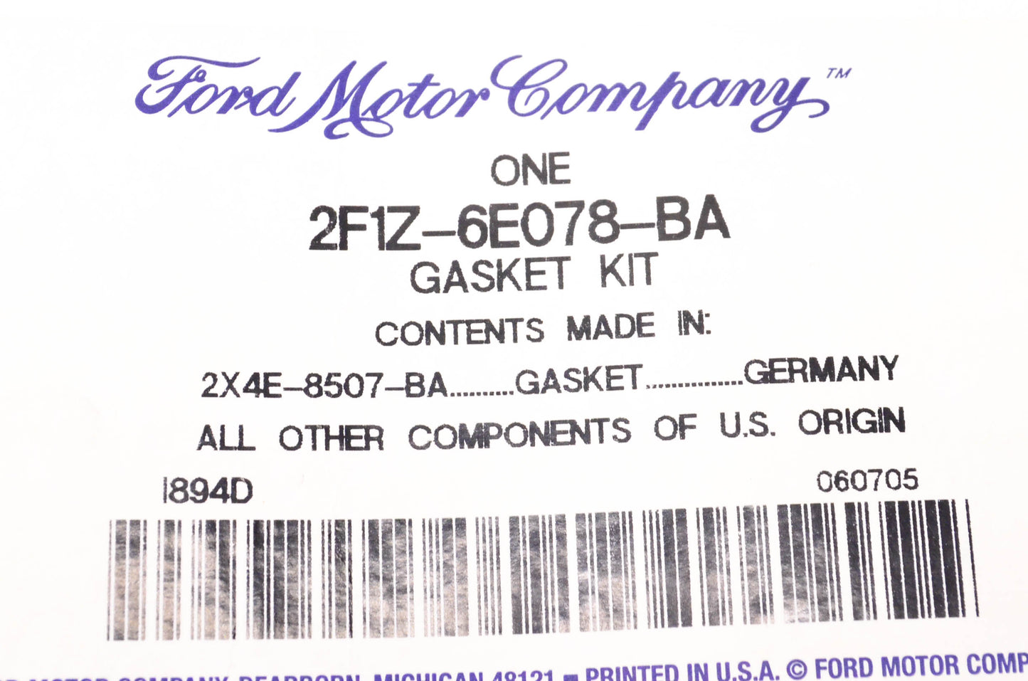 New OEM Ford 2F1Z-6E078-BA Ford Engine Gasket Kit NOS