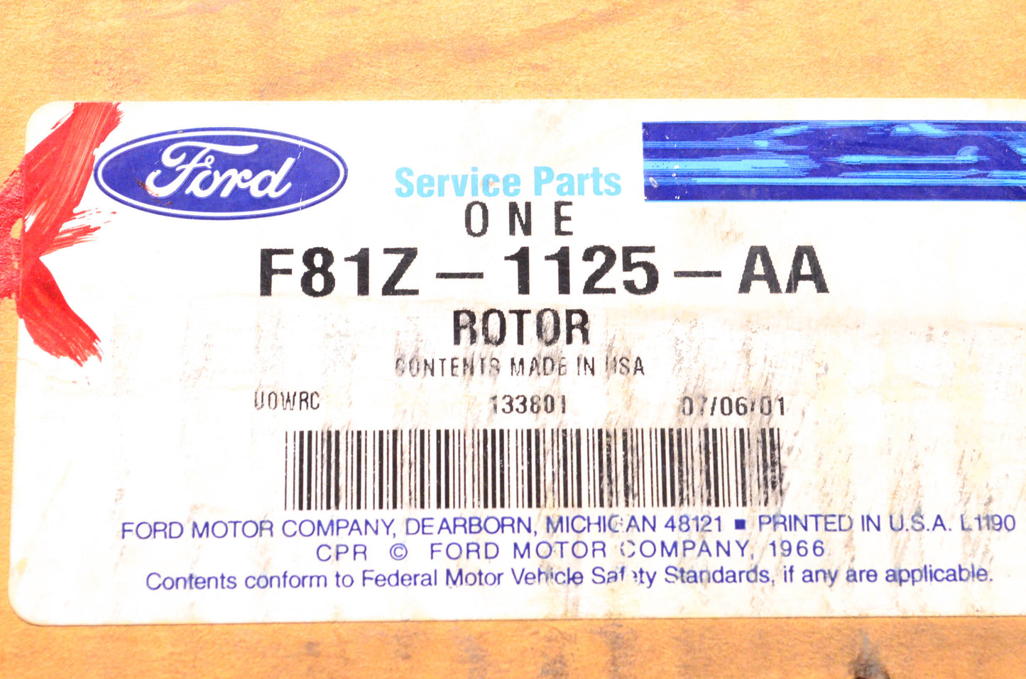 New OEM Ford F81Z-1125-AA 1999 E-350 Super Duty Brake Rotor NOS