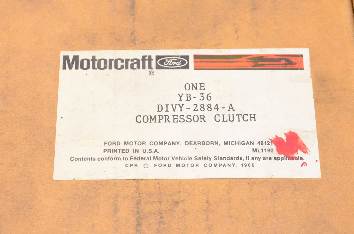 New OEM Ford YB-36, D1VY-2884-A Air Conditioning Compressor Clutch NOS
