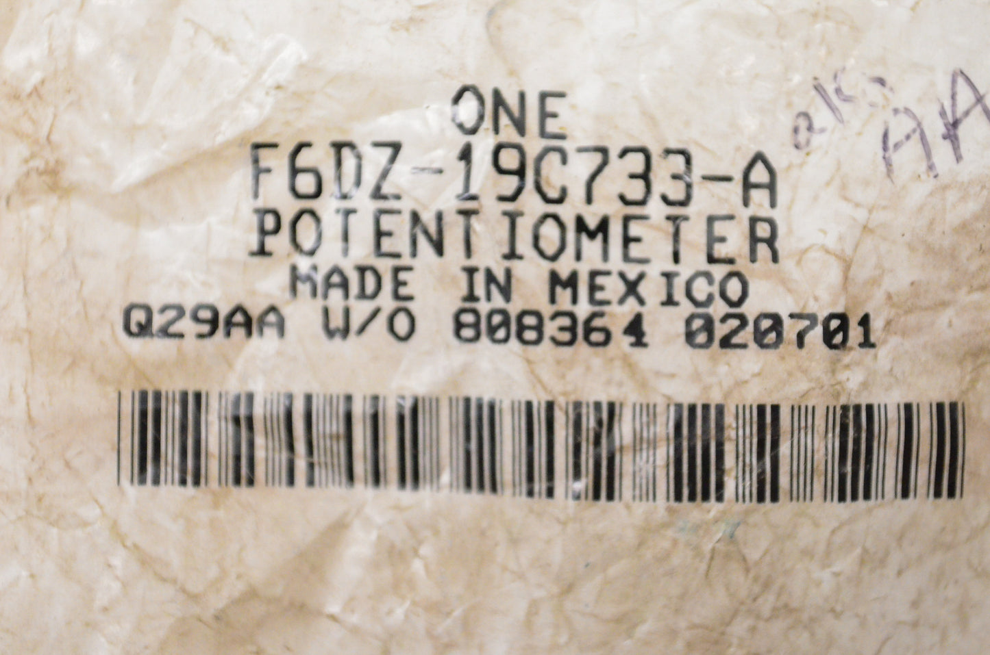 New OEM Ford F6DZ19C733A Potentiometer NOS